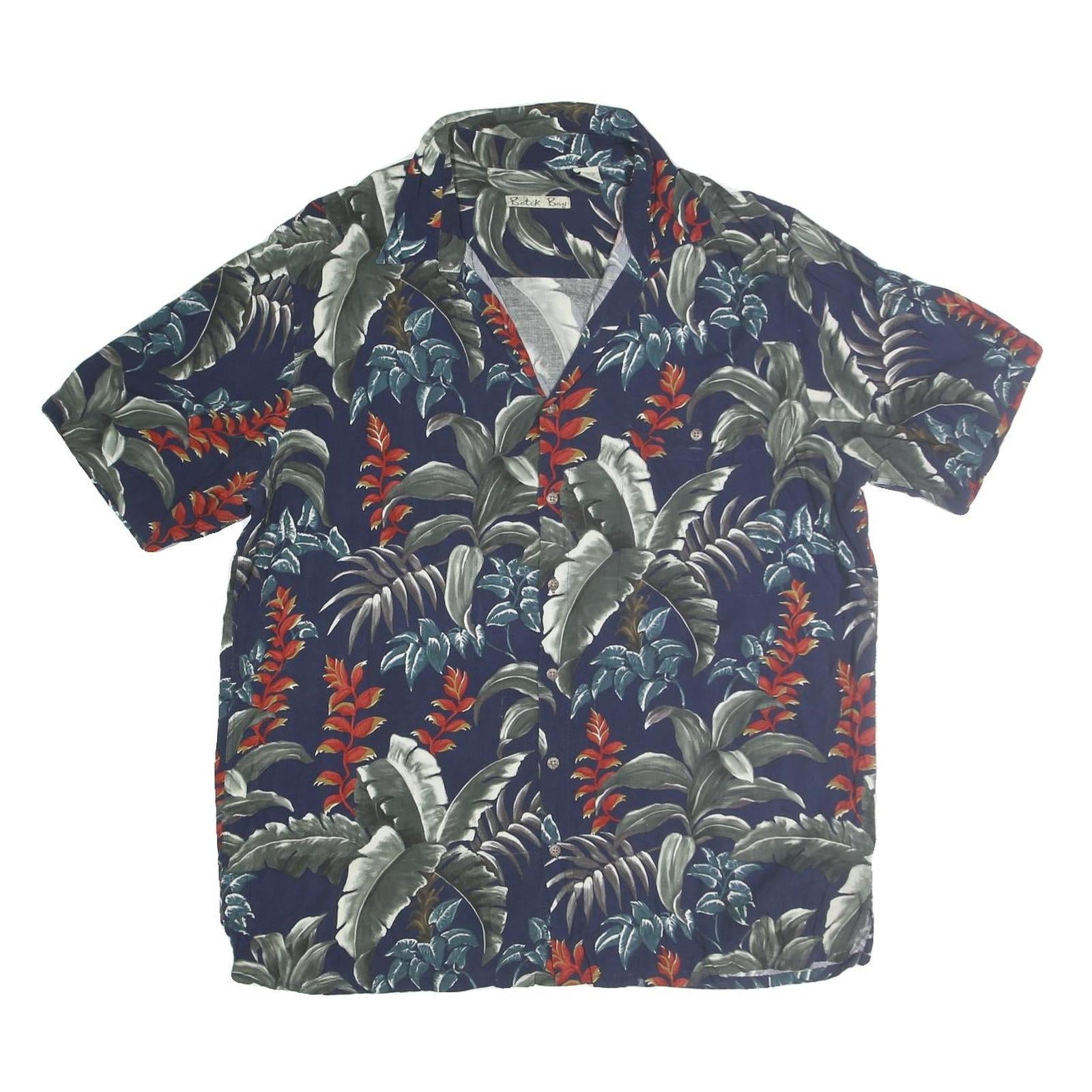 BATICK BAY Mens Blue & Red Pattern Cotton Shirt XL Tropical Print Casual Refurbished - N/A refurbished available on Cerqular