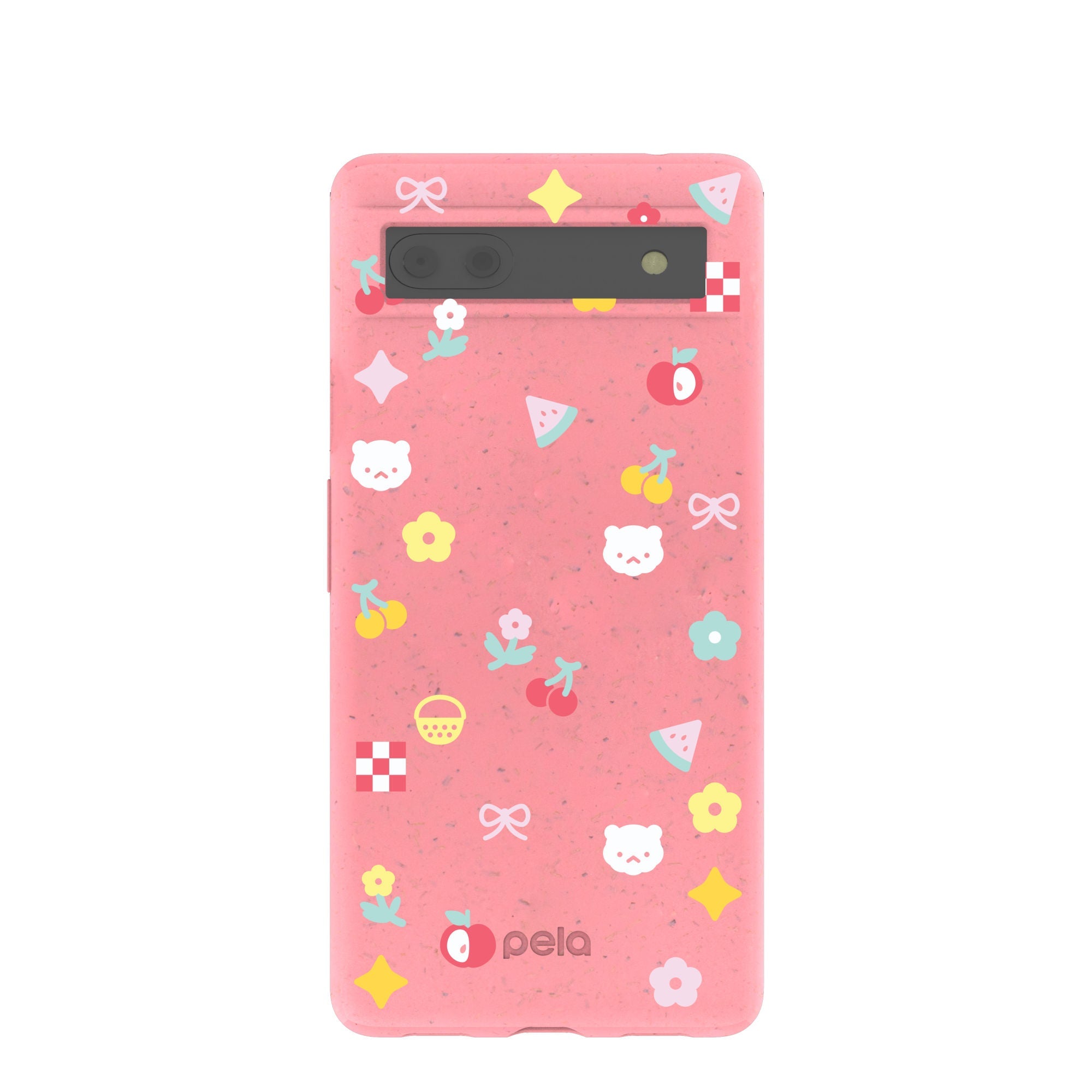 Bubblegum Pink Pretty Picnic Google Pixel 6a Case Refurbished - Pela Case refurbished available on Cerqular