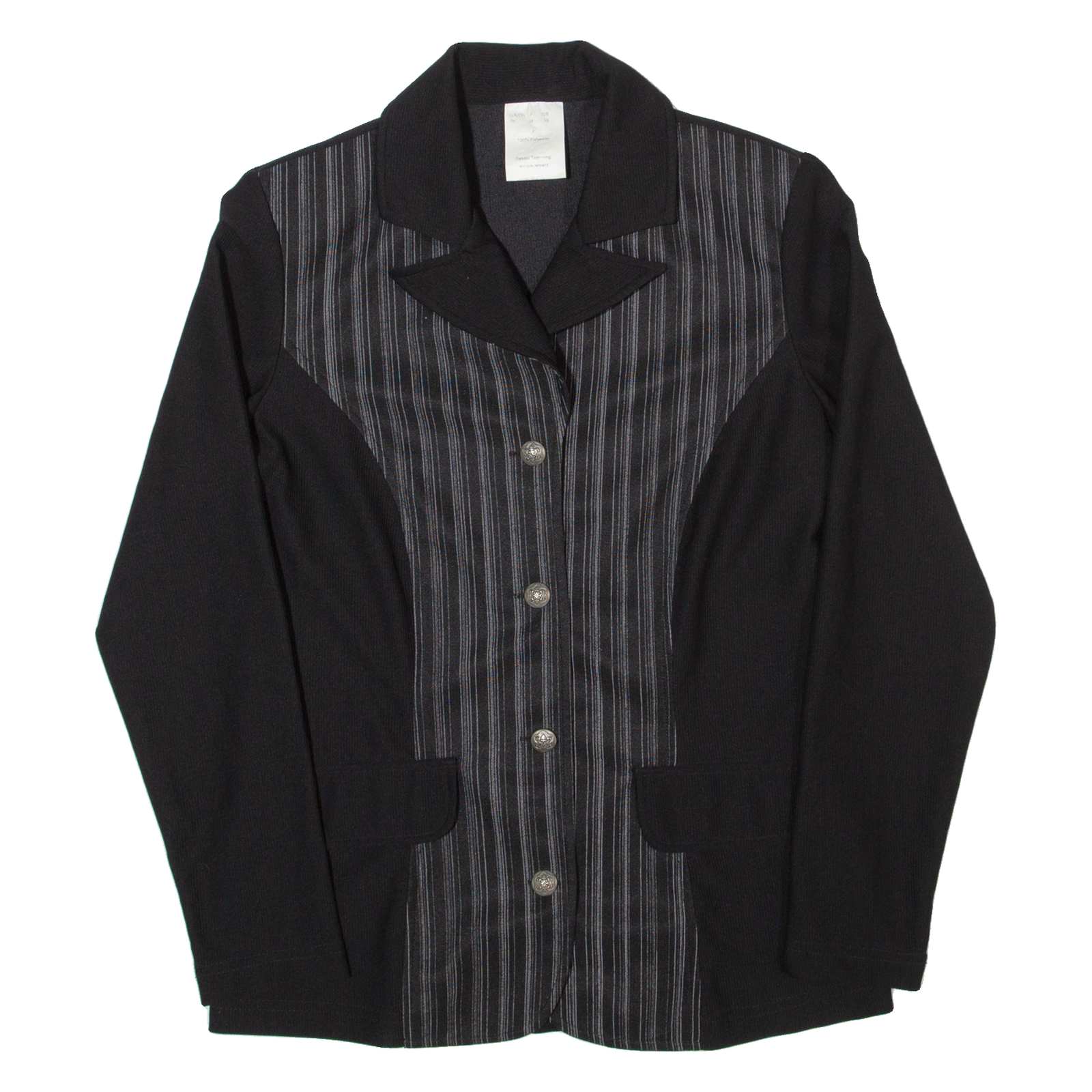 Womens Blazer Jacket Black 90s Striped UK 10 Refurbished - N/A refurbished available on Cerqular