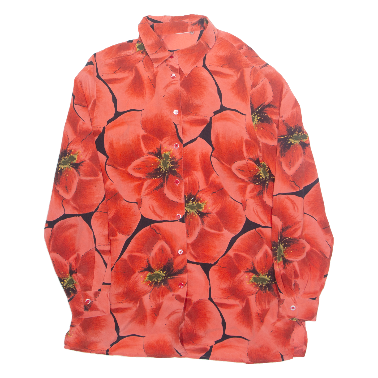 Buy Womens Printed Shirt Red Collared Long Sleeve Silk Floral M Refurbished - $15.59 Womens Printed Shirt Red Collared Long Sleeve Silk Floral M Refurbished - N/A refurbished available on Cerqular