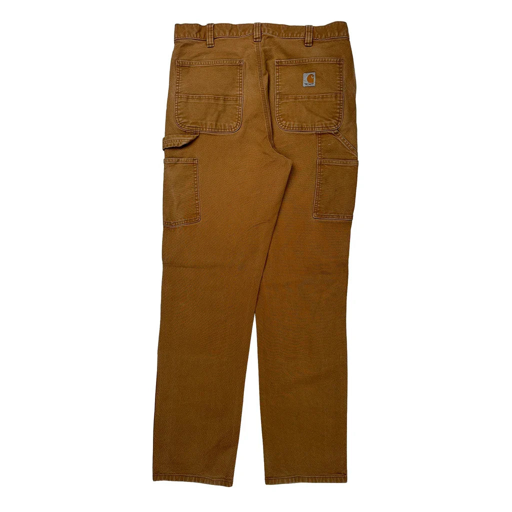 Carhartt Double Knee Carpenter Trousers - 36W 36L Brown Cotton Refurbished - Thrifted (note: this is a term often used to describe second- refurbished available on Cerqular
