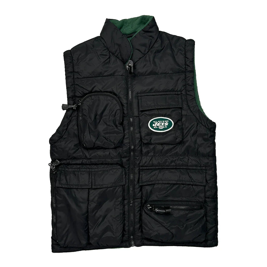 New York Jets Puma Nfl Gilet - Medium Black Nylon Refurbished - Thrifted (note: this is a term often used to describe second- refurbished available on Cerqular