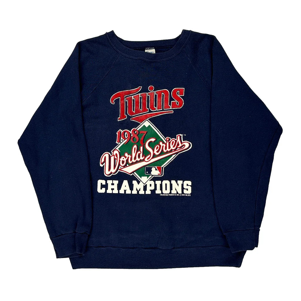 Buy Made In USa 1987 World Series Champions Champion Mlb Sweatshirt - Large Navy Acrylic Blend Refurbished - $60.96 Made In USa 1987 World Series Champions Champion Mlb Sweatshirt - Large Navy Acrylic Blend Refurbished - Thrifted (note: this is a term often used to describe second- refurbished available on Cerqular