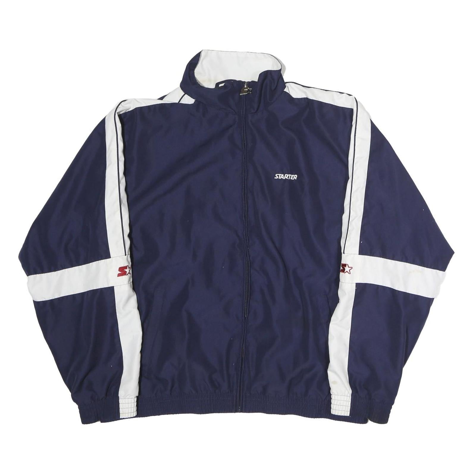 STARTER Mens Navy & White Track Zip Polyester Jacket M Sports Casual Refurbished - N/A refurbished available on Cerqular