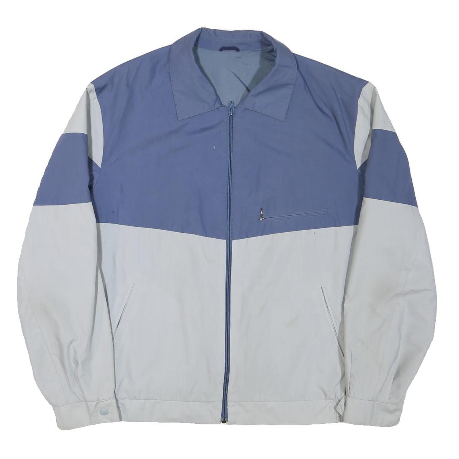 Mens Blue & White Casual Zip Jacket L Polyester Blend Colourblock Pocket Refurbished - N/A refurbished available on Cerqular