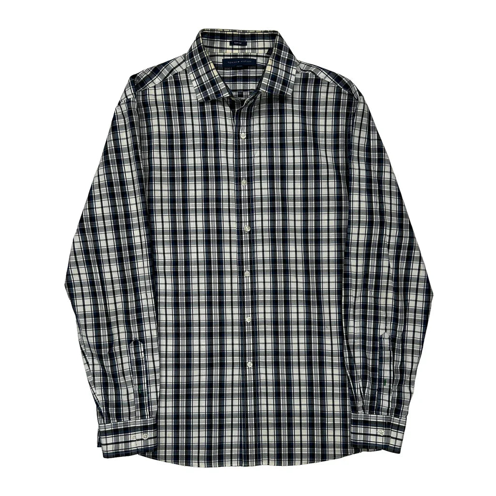 Tommy Hilfiger Checked Shirt - Large Black Cotton Refurbished - Thrifted (note: this is a term often used to describe second- refurbished available on Cerqular