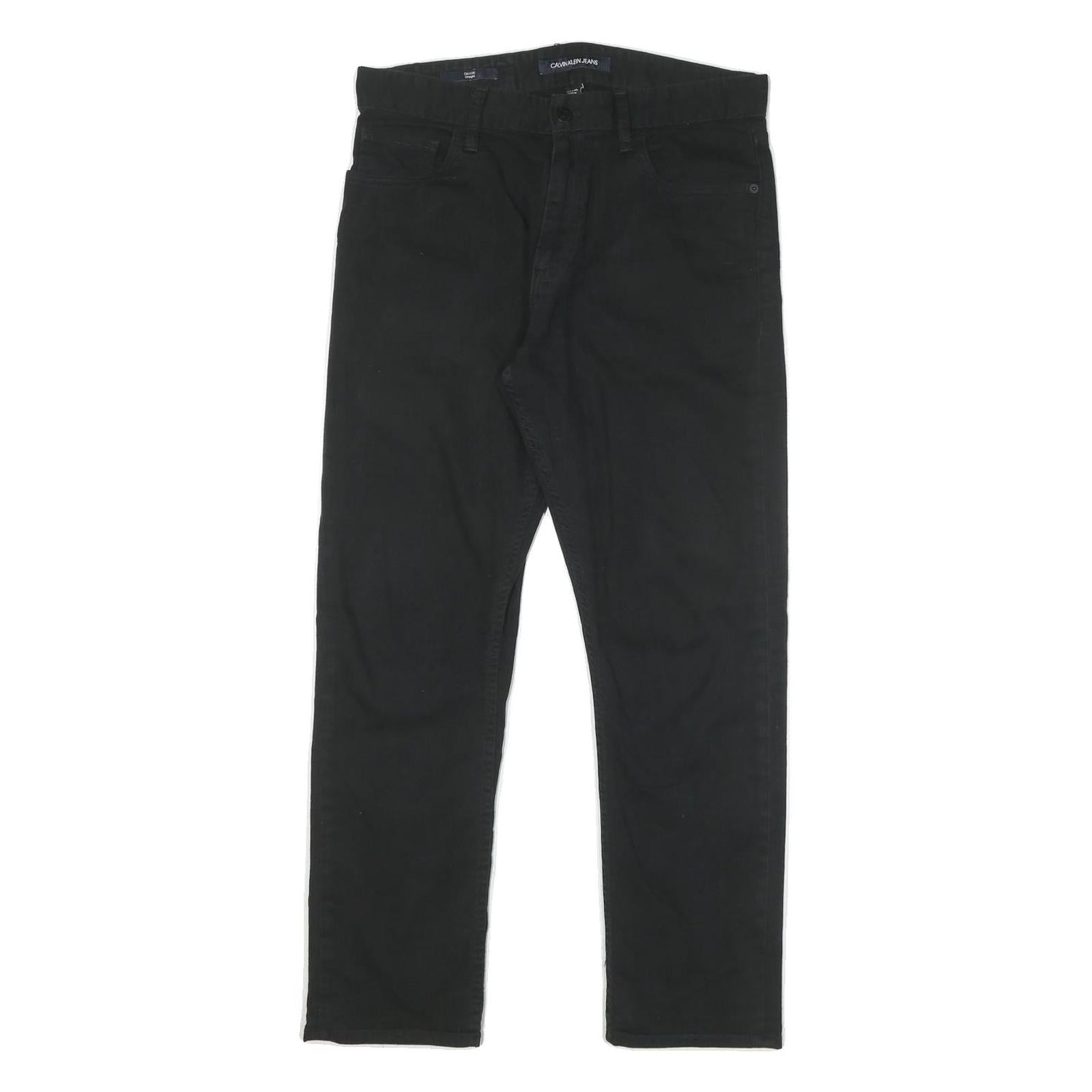 CALVIN KLEIN JEANS Mens Cotton Blend Black Slim Straight Trousers W31 L27 Casual Refurbished - N/A refurbished available on Cerqular