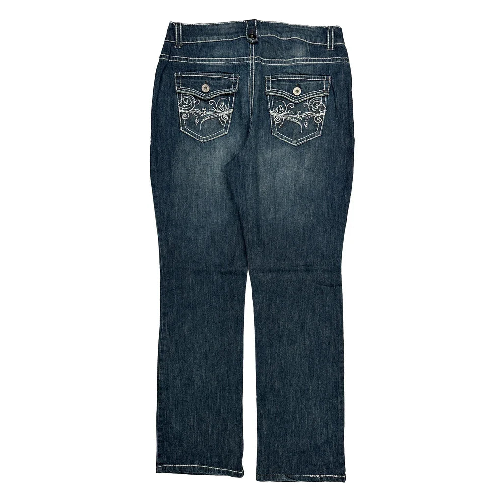 Unbranded Boot Cut Jeans - 34W UK 14 Blue Cotton Refurbished - Thrifted (note: this is a term often used to describe second- refurbished available on Cerqular