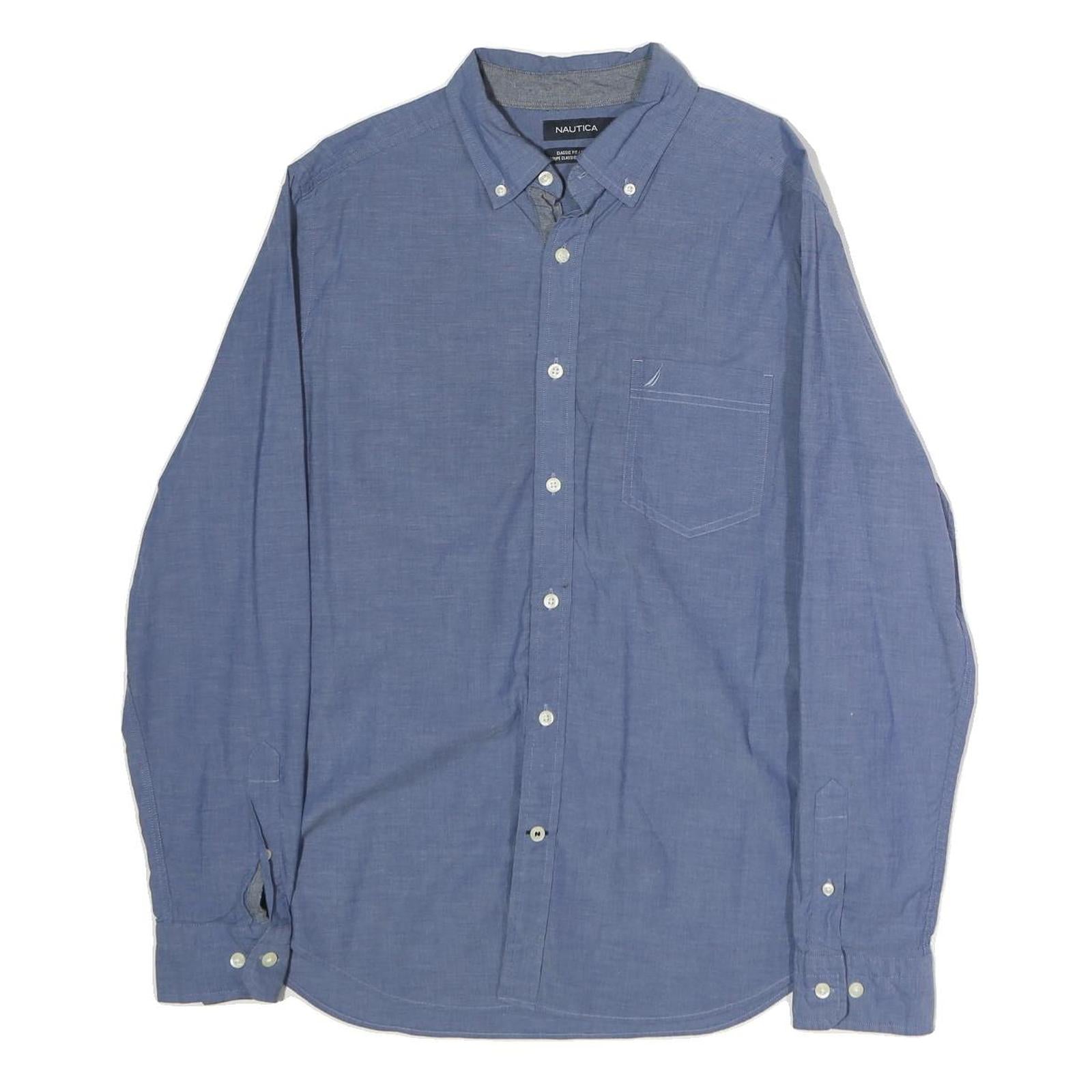 NAUTICA Mens Blue Button-Down Shirt M Classic Cotton Long Sleeve Casual Refurbished - N/A refurbished available on Cerqular