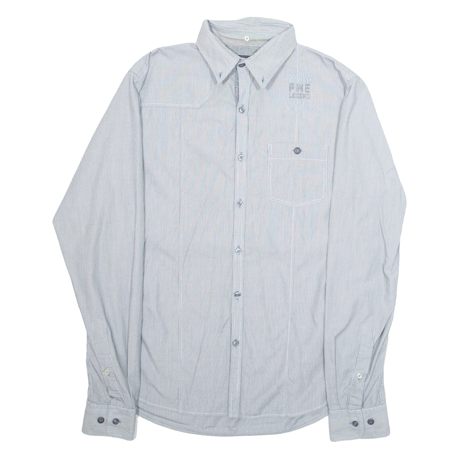 PME LEGEND Mens Shirt Grey Pinstripe Long Sleeve L Refurbished - N/A refurbished available on Cerqular