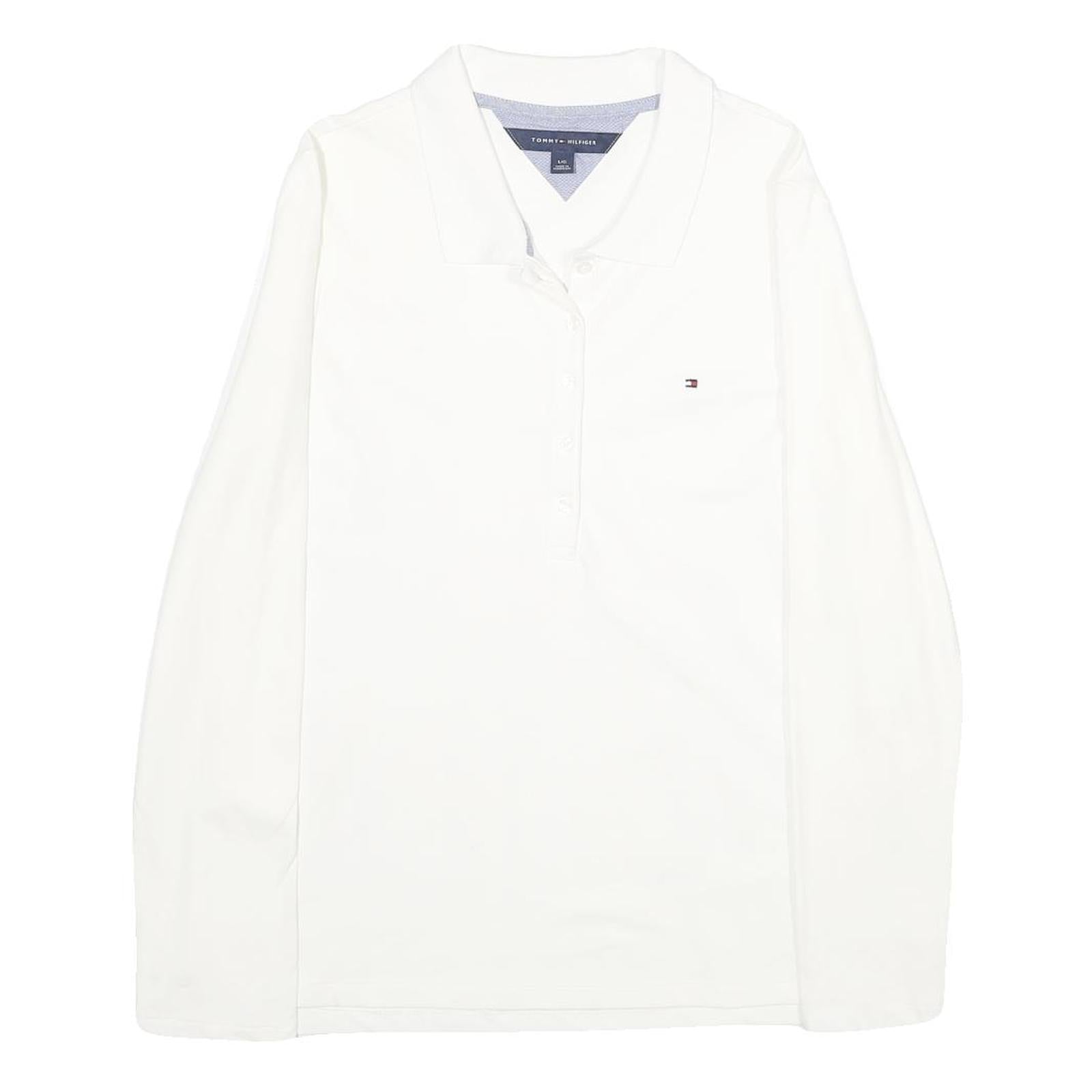 Buy TOMMY HILFIGER Womens White Long Sleeve Plain L Cotton Blend Polo Shirt Refurbished - $64.99 TOMMY HILFIGER Womens White Long Sleeve Plain L Cotton Blend Polo Shirt Refurbished - N/A refurbished available on Cerqular