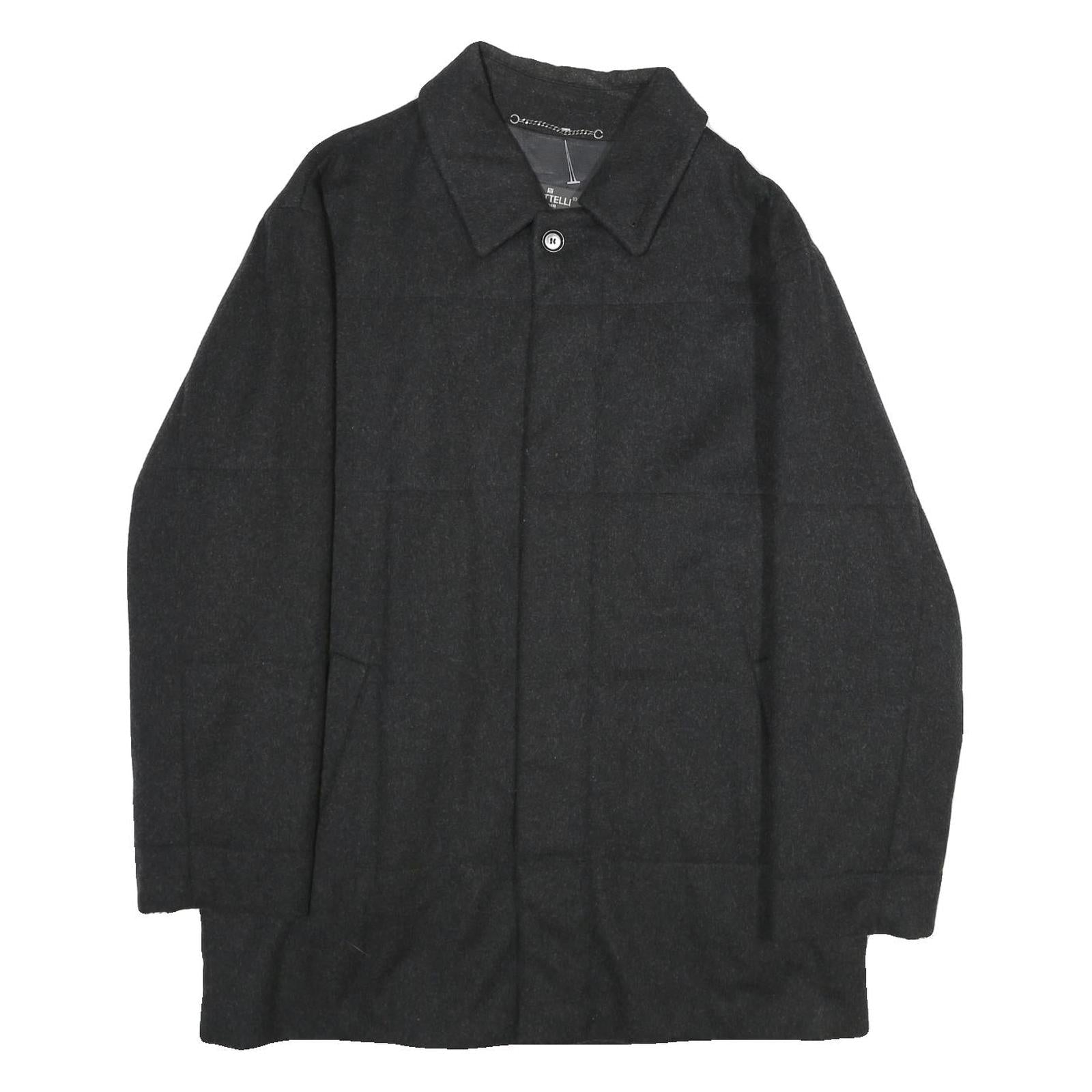 PIATTELLI Mens Black Wool Blend Button Jacket L Classic Plain Smart Casual Refurbished - N/A refurbished available on Cerqular