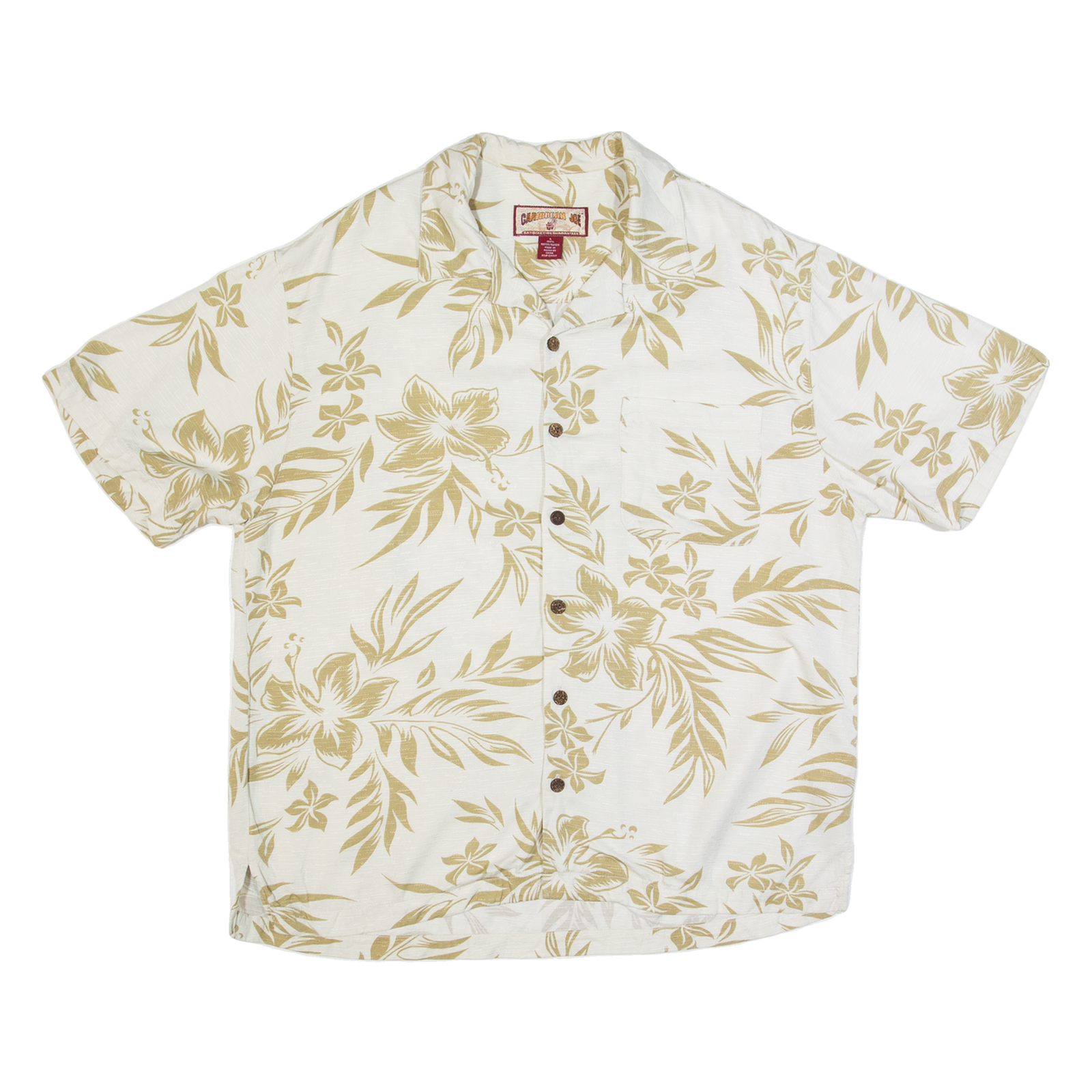 CARIBBEAN JOE Mens Hawaiian Shirt White 90s Floral L Refurbished - N/A refurbished available on Cerqular
