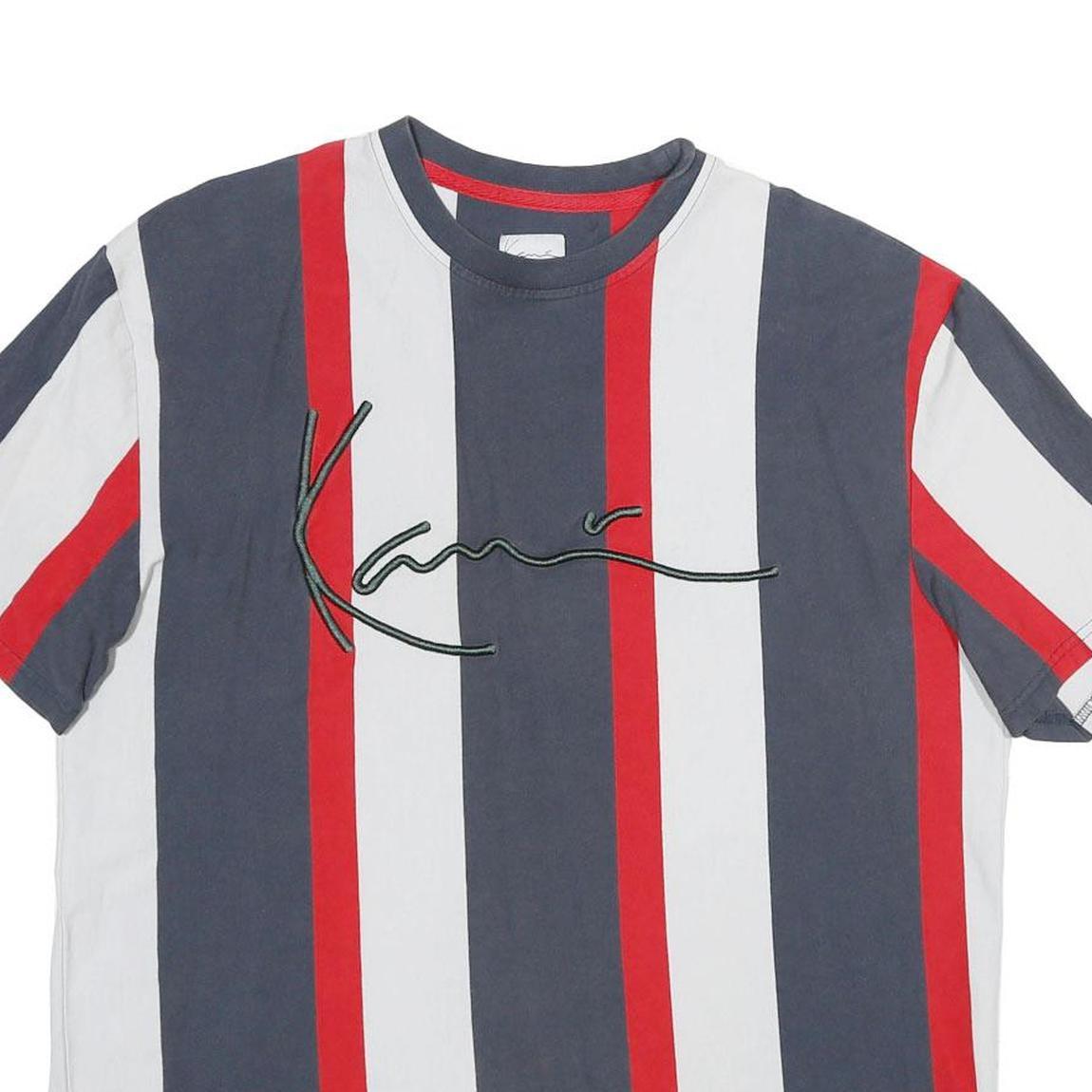 KARL KANI Mens Blue & Red & White Graphic T-Shirt L Short Sleeve Crew Neck Refurbished - N/A refurbished available on Cerqular