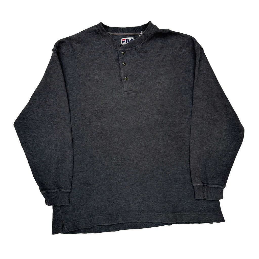 Fila Jumper - XL Grey Cotton Refurbished - Thrifted (note: this is a term often used to describe second- refurbished available on Cerqular
