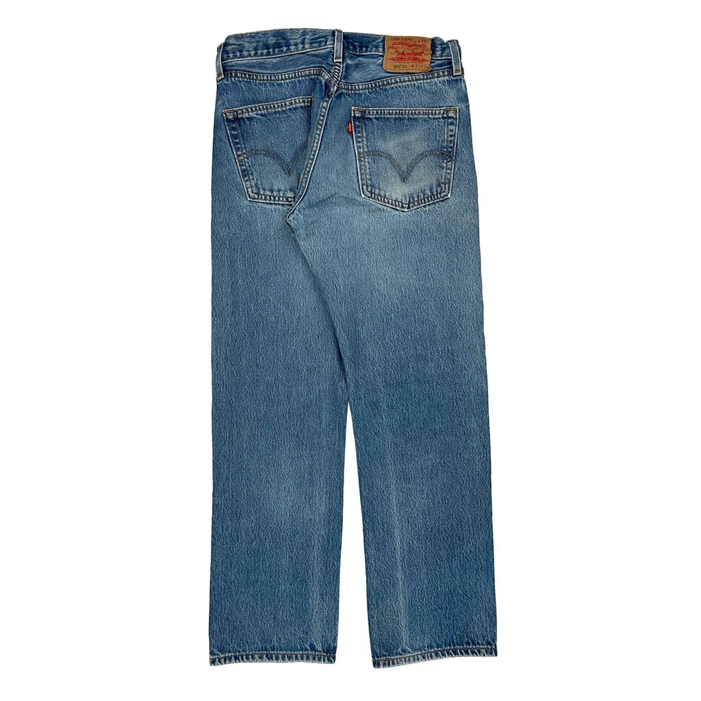 Levis Jeans - 31W 34L Light Wash Cotton Refurbished - Thrifted (note: this is a term often used to describe second- refurbished available on Cerqular