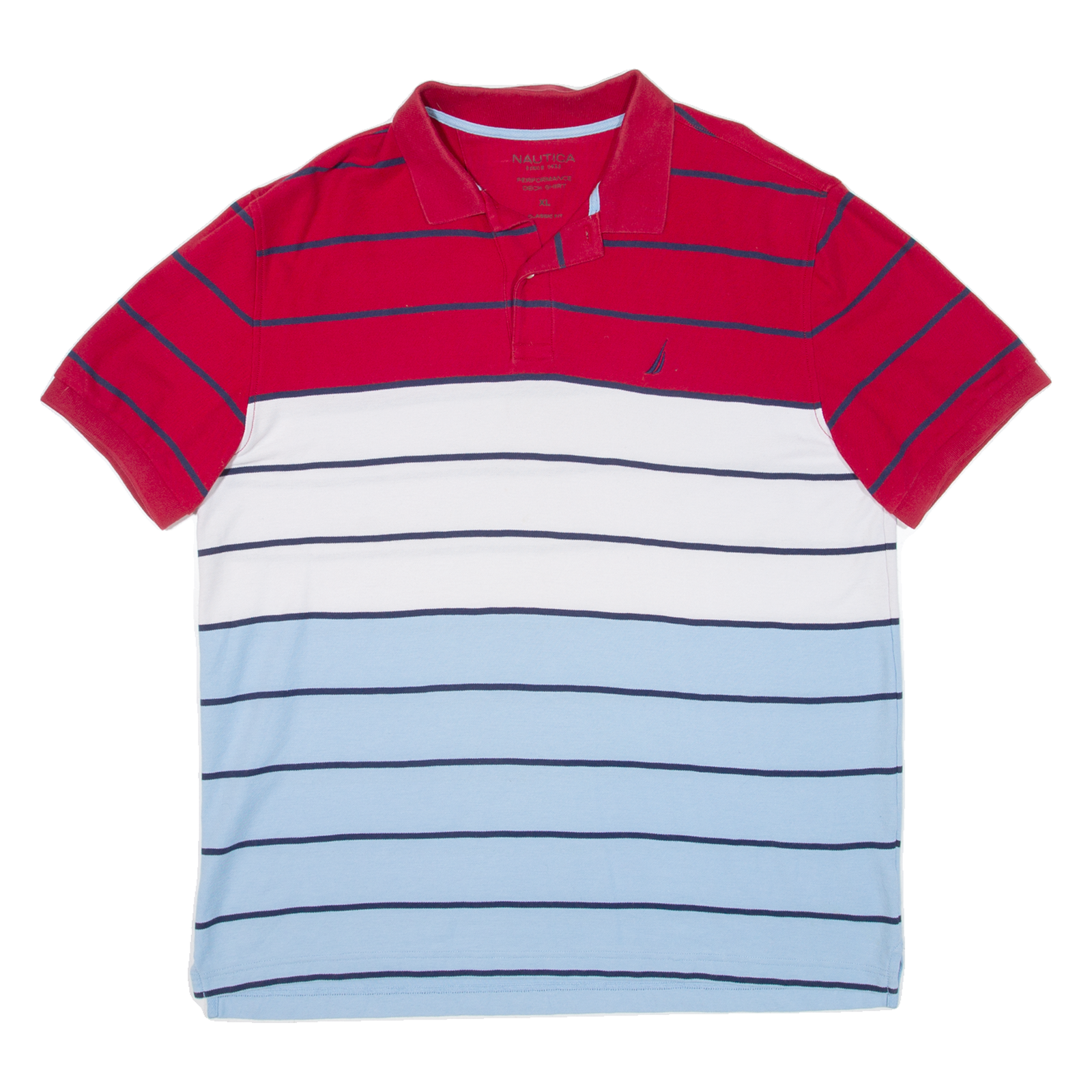 NAUTICA Mens Polo Shirt Red Striped XL Refurbished - N/A refurbished available on Cerqular