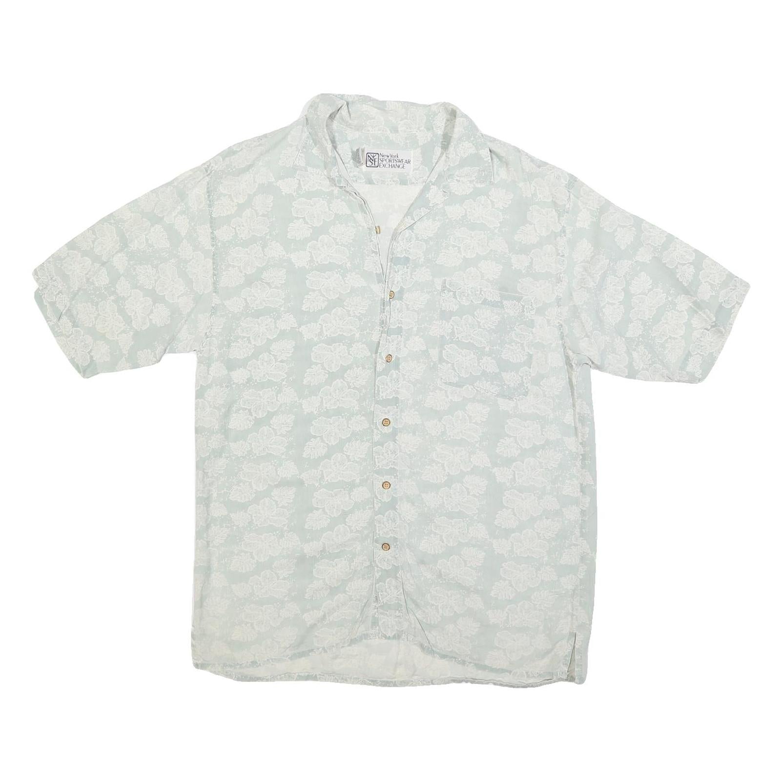 NEW YORK SPORTWEAR EXCHANGE Mens Beige & White Floral Print Cotton Blend Shirt L Refurbished - N/A refurbished available on Cerqular