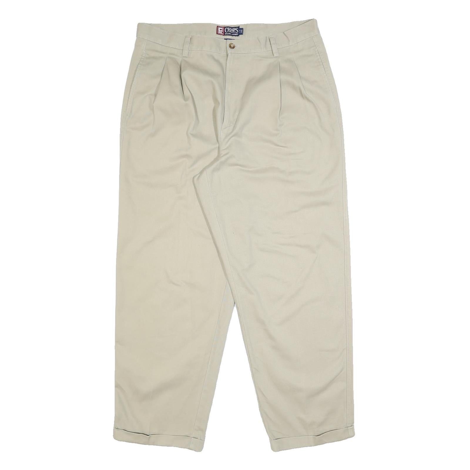 CHAPS RALPH LAUREN Mens Cotton Beige Relaxed Straight Trousers W38 L30 Casual Refurbished - N/A refurbished available on Cerqular