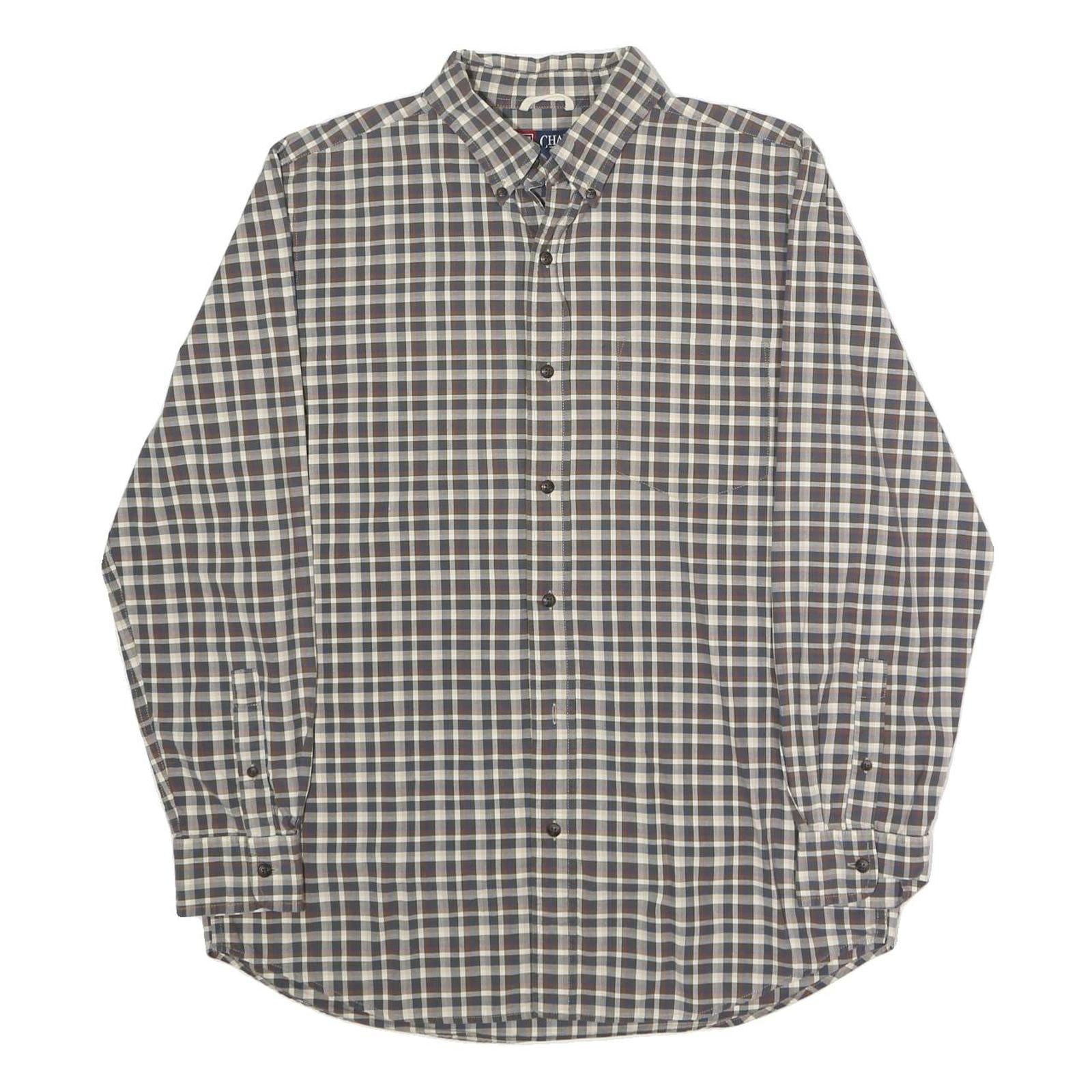 CHAPS Mens Blue & Brown Check Shirt M Button-Down Collar Long Sleeve Cotton Refurbished - N/A refurbished available on Cerqular