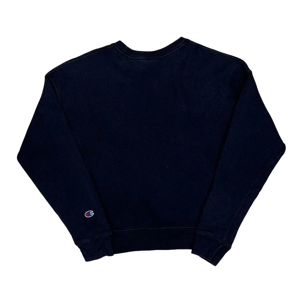 Reverse Weave Champion Sweatshirt - Small Navy Cotton Refurbished - Thrifted (note: this is a term often used to describe second- refurbished available on Cerqular