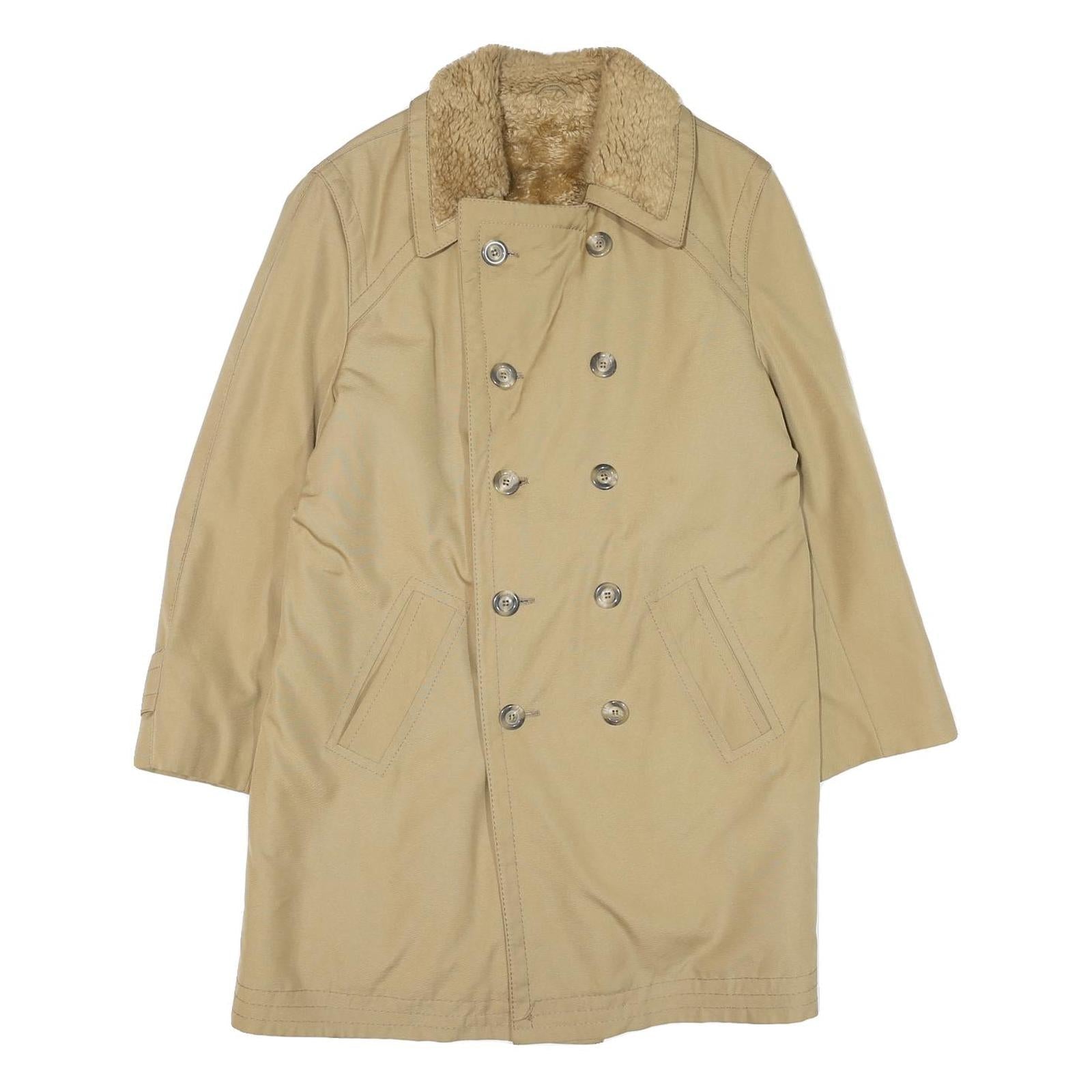 Womens Beige Button Front Polyester Blend Jacket M Plain Winter Classic Refurbished - N/A refurbished available on Cerqular