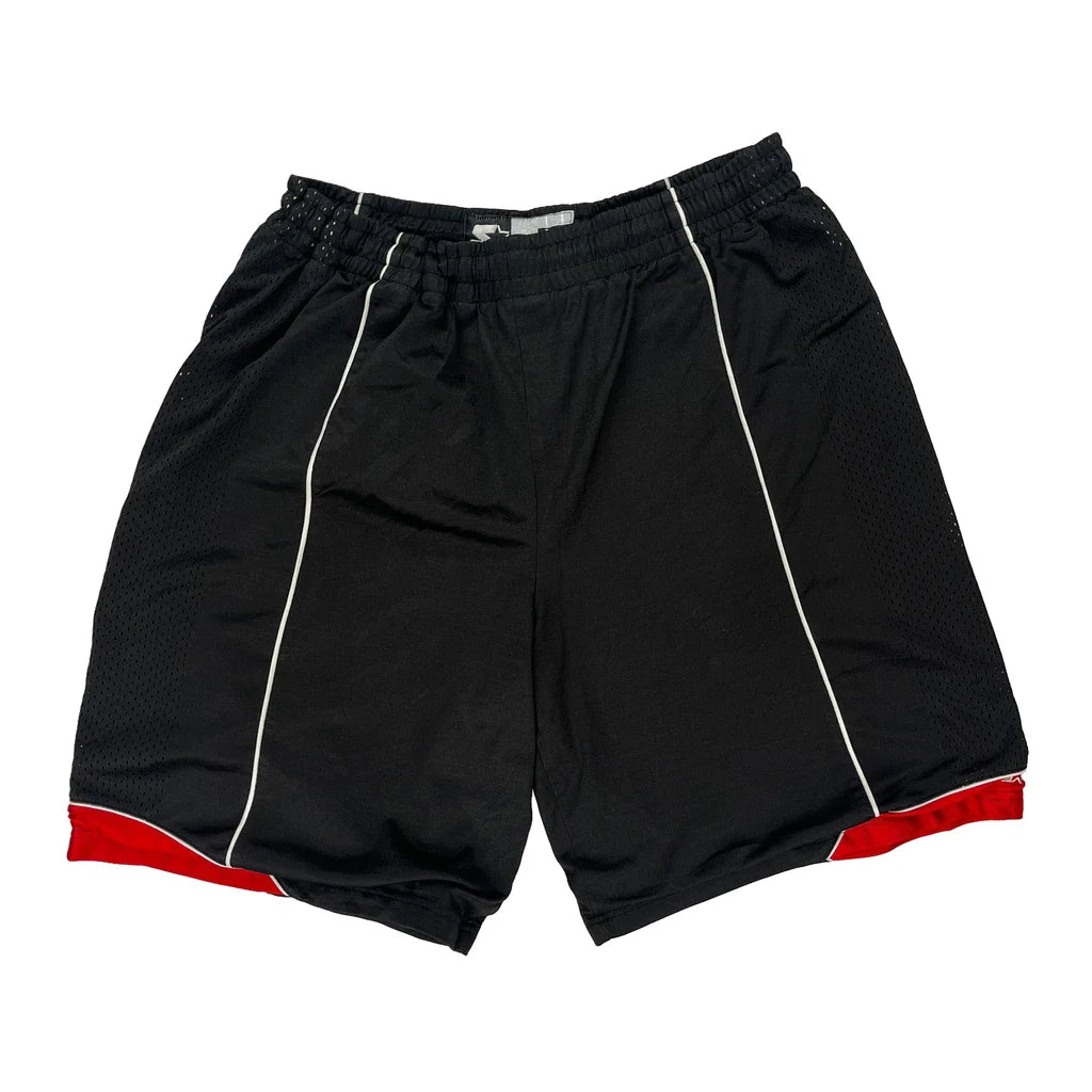 Athletic Starter Sport Shorts - Large Black Polyester Refurbished - Thrifted (note: this is a term often used to describe second- refurbished available on Cerqular