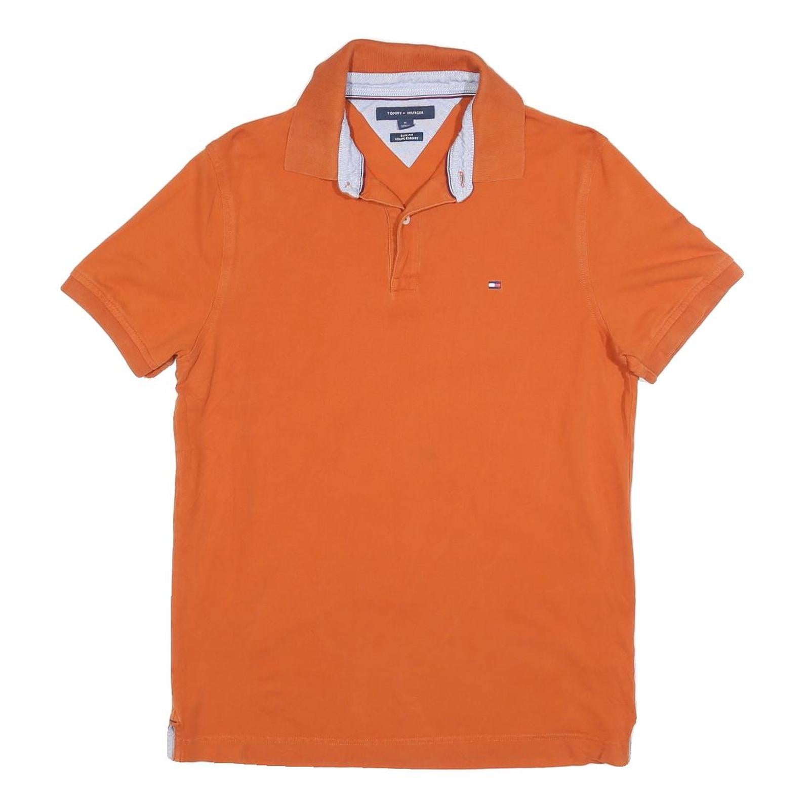 TOMMY HILFIGER Mens Orange Short Sleeve Plain M Cotton Blend Polo Shirt Refurbished - N/A refurbished available on Cerqular