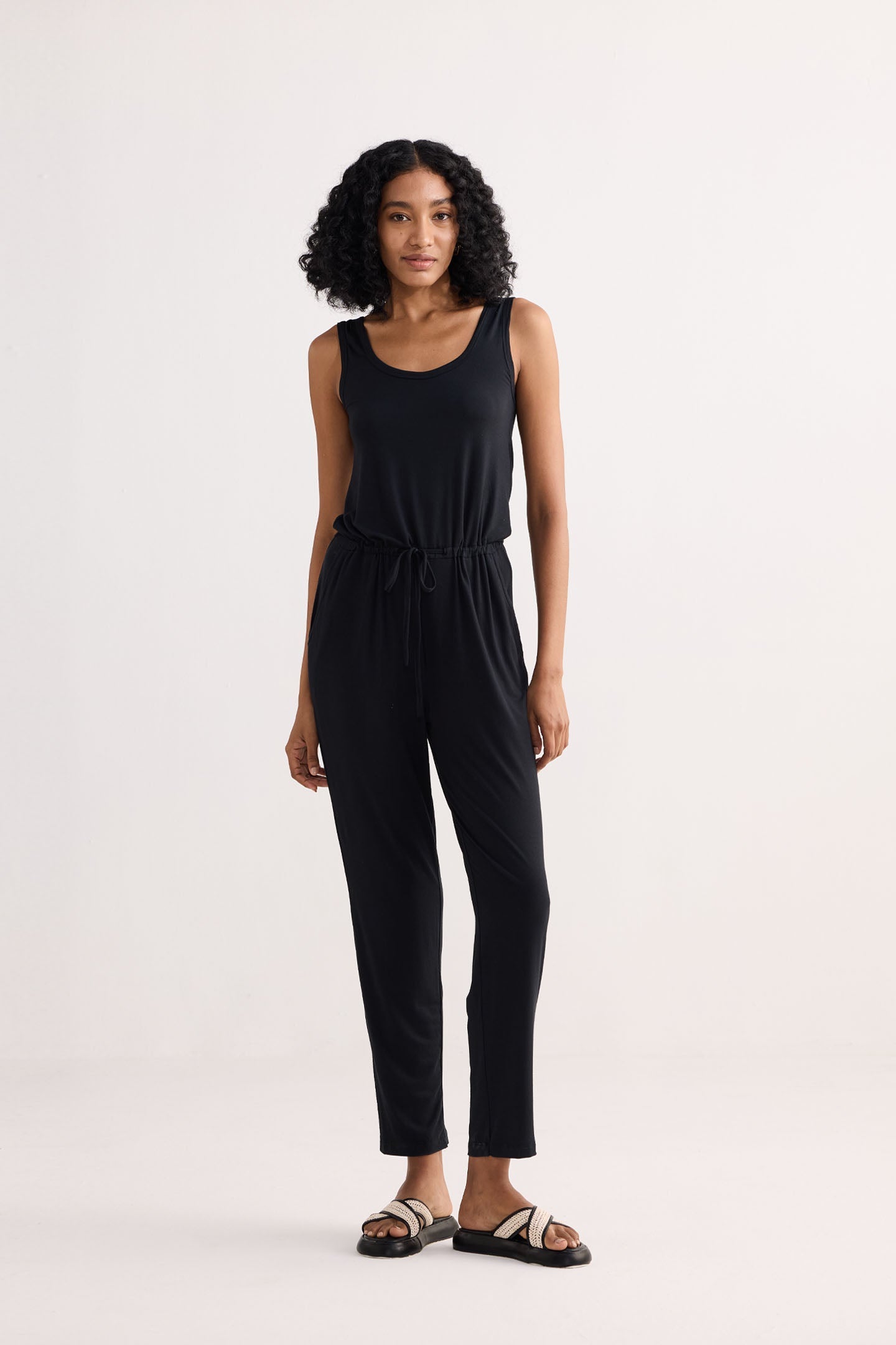 Relaxed Drawstring Jumpsuit in Black | Color: Black | Size: S Refurbished - Resistor (Note: This is a generic term for an electronic component, refurbished available on Cerqular