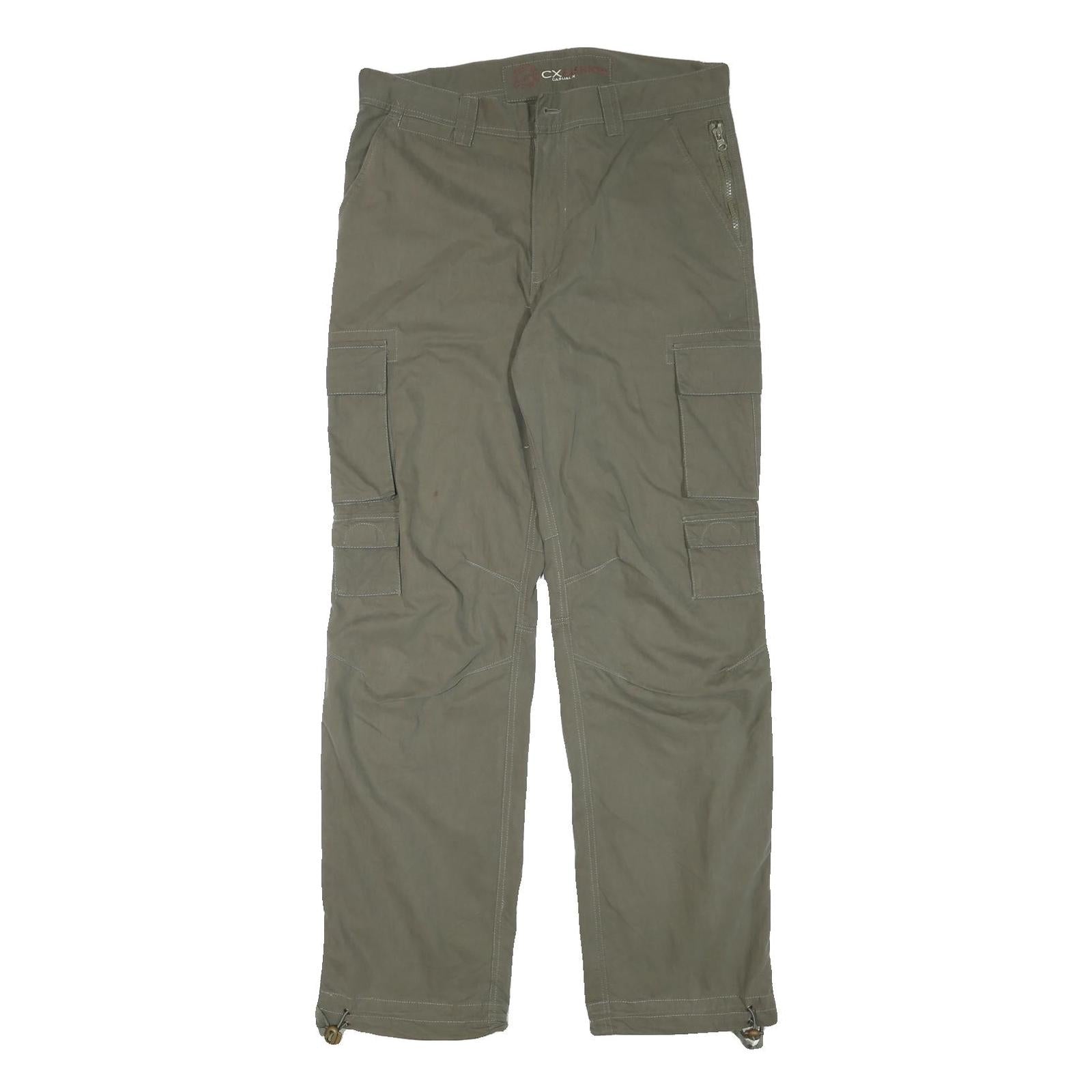 CASUAL X Mens Polyester Blend Relaxed Cargo Green Trousers W34 L31 Zip Closure Refurbished - N/A refurbished available on Cerqular