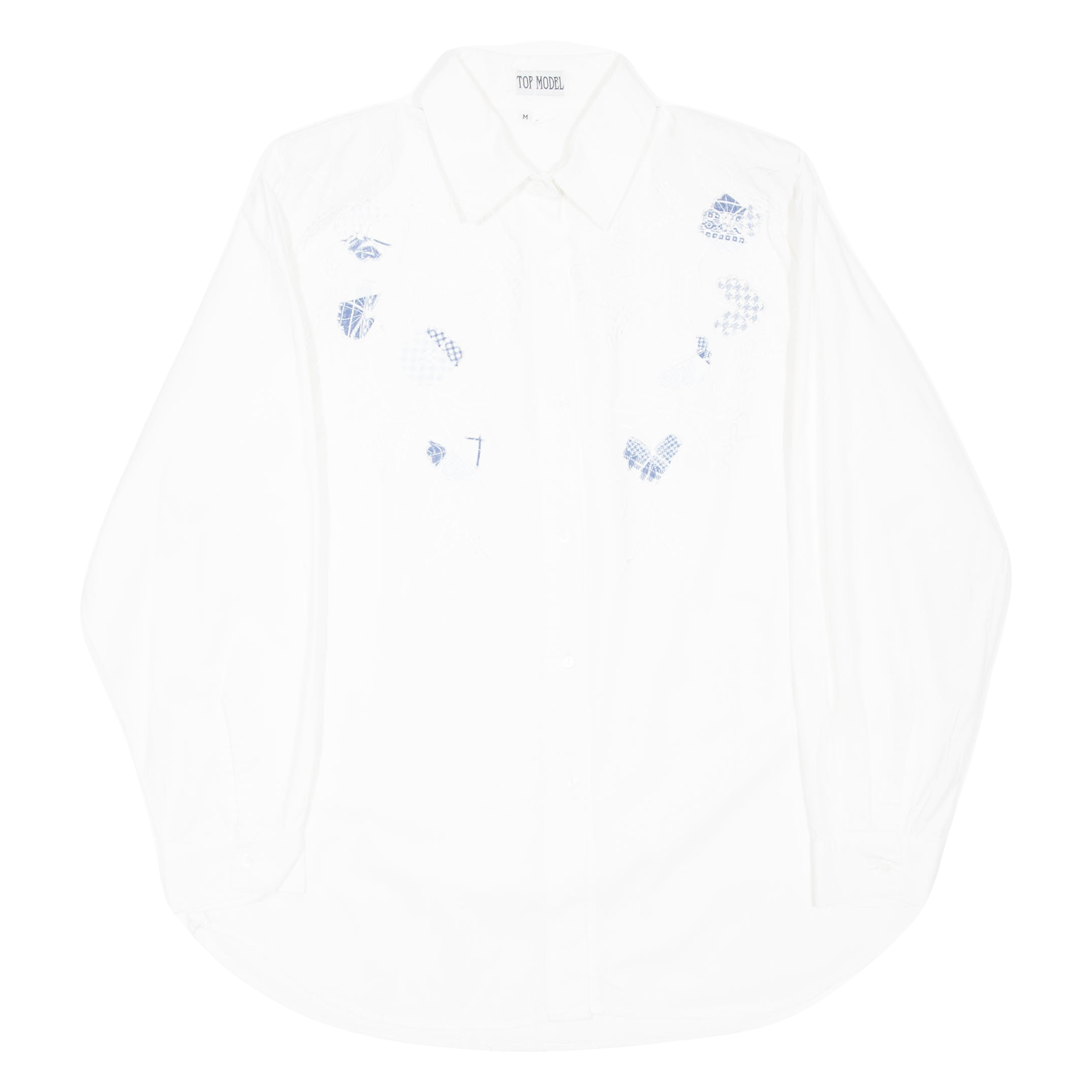 TOP MODEL Womens Shirt White Collared Long Sleeve Floral M Refurbished - N/A refurbished available on Cerqular