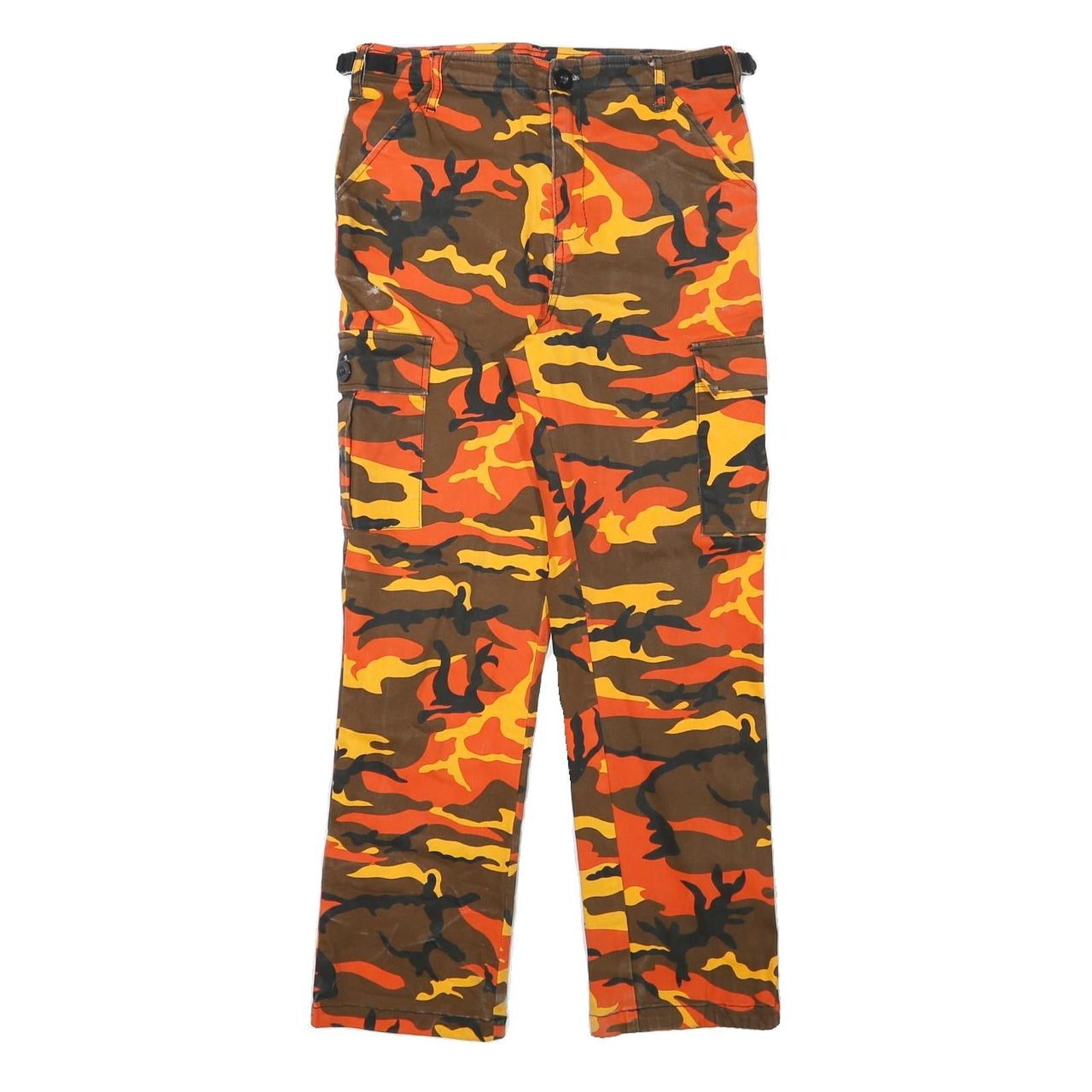 LA SHADY Mens Cotton Blend Orange Brown Regular Cargo Trousers W27 L26 Zip Refurbished - N/A refurbished available on Cerqular