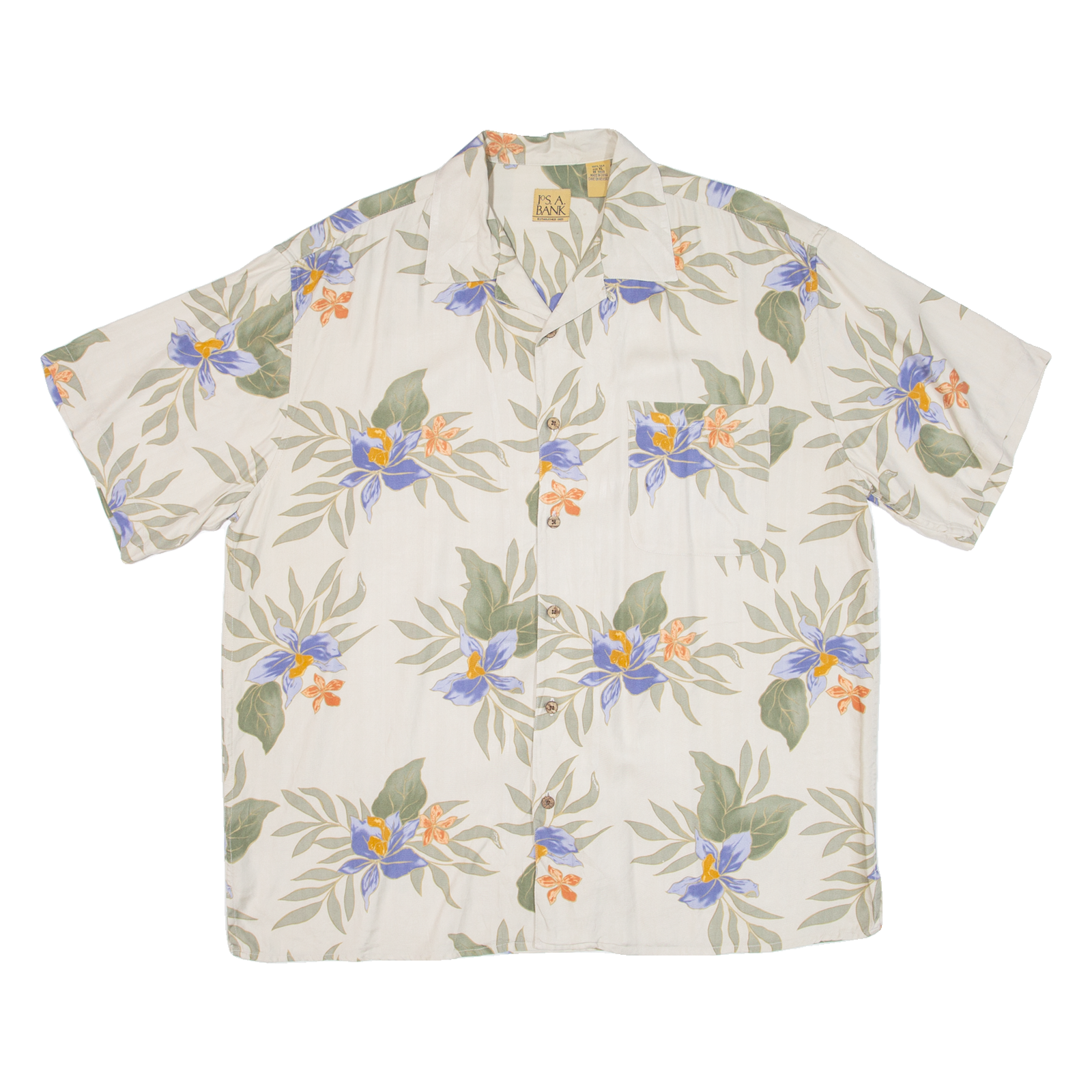JOS.A.BANK Mens Hawaiian Shirt Beige Floral XL Refurbished - N/A refurbished available on Cerqular