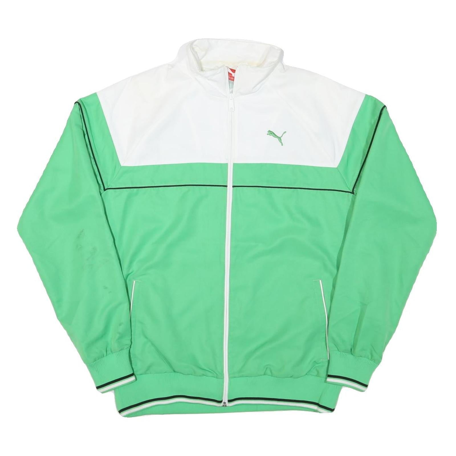 Puma Mens Green White Track Jacket M Polyester Blend Zip Plain Sportswear Refurbished - N/A refurbished available on Cerqular