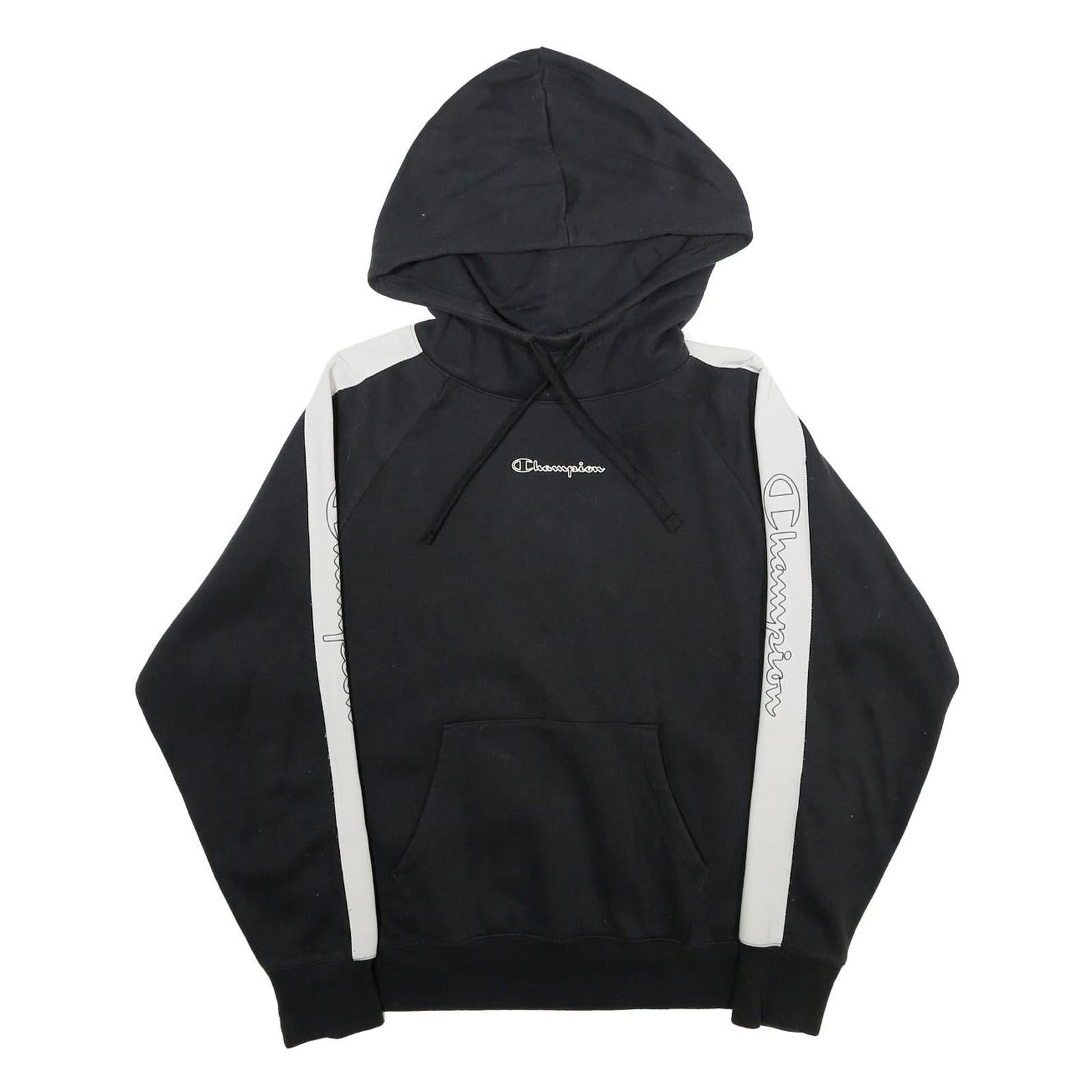 CHAMPION Womens Black & White Hoodie M Cotton Blend Pullover Logo Sweatshirt Refurbished - N/A refurbished available on Cerqular