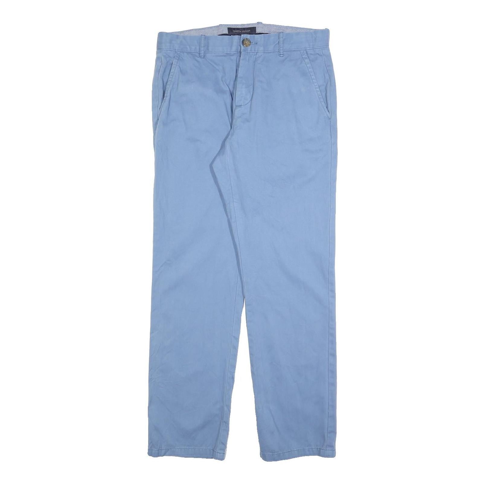 TOMMY HILFIGER Mens Cotton Blend Blue Regular Fit Straight Trousers W29 L30 Refurbished - N/A refurbished available on Cerqular