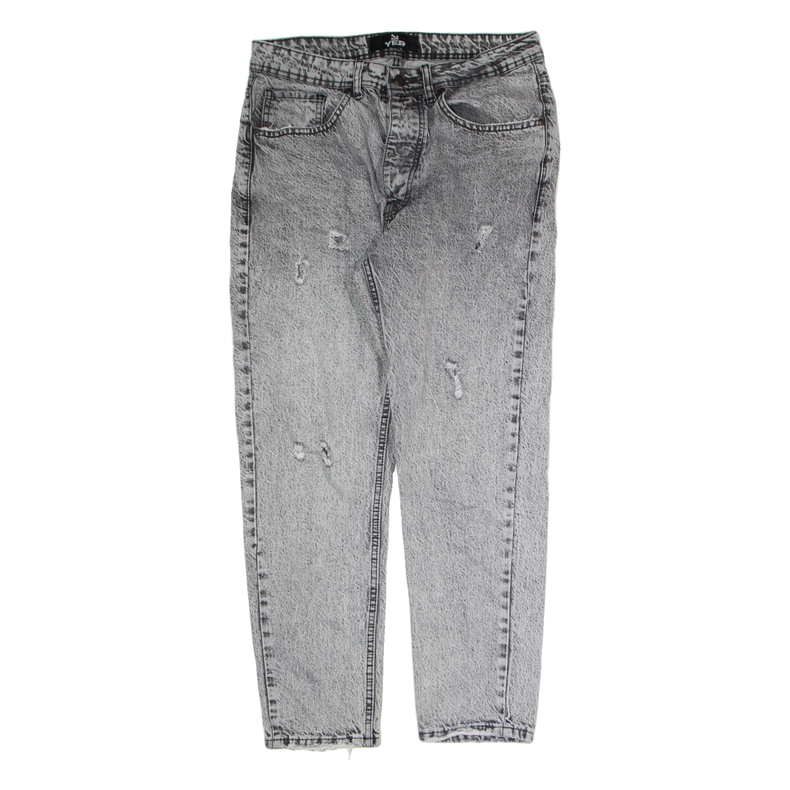YEP Distressed Mens Jeans Grey Loose Tapered Acid Wash W30 L26 Refurbished - N/A refurbished available on Cerqular