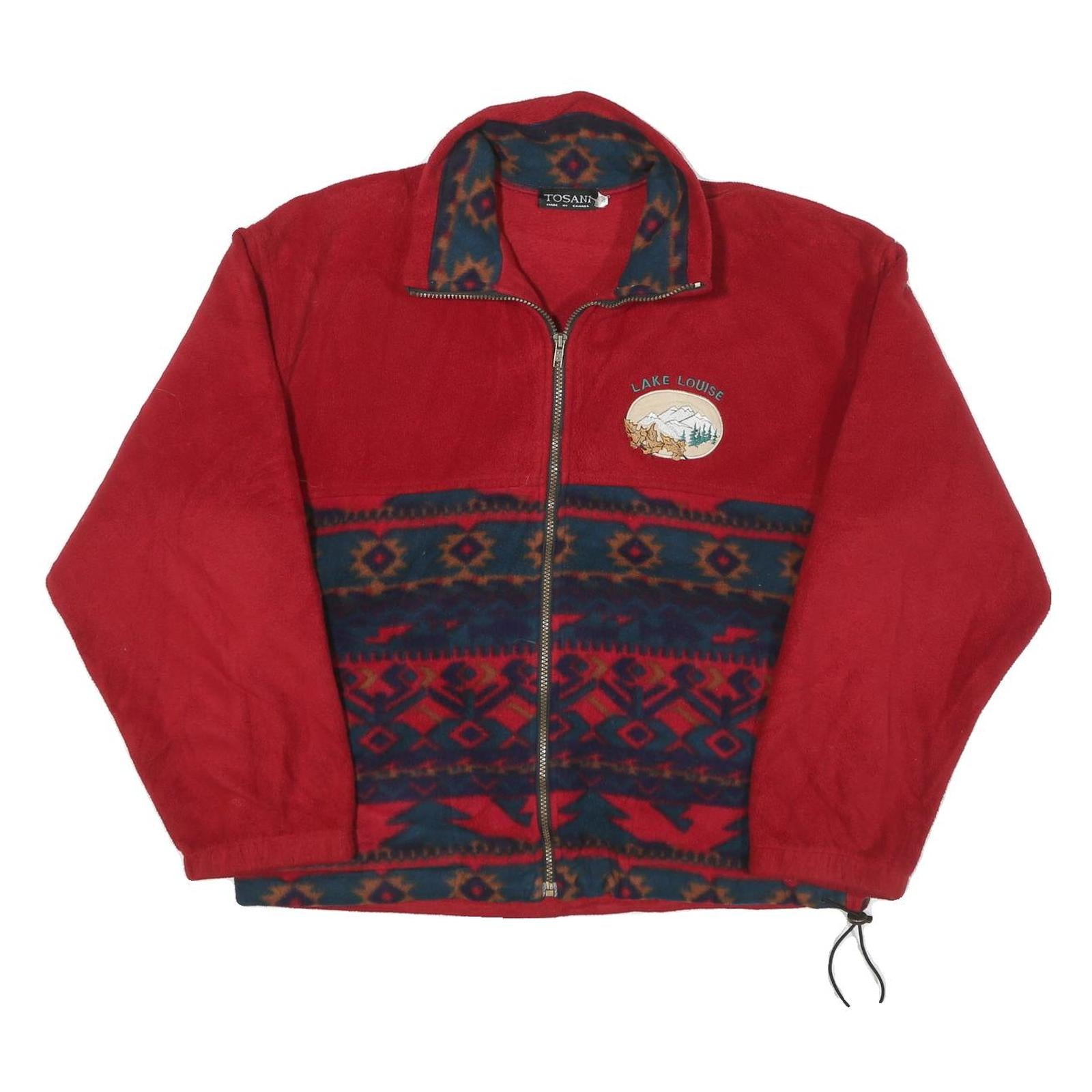 TOSANI Womens Red Blue Zip Jacket S Polyester Blend Fleece Patterned Lake Louise Refurbished - N/A refurbished available on Cerqular