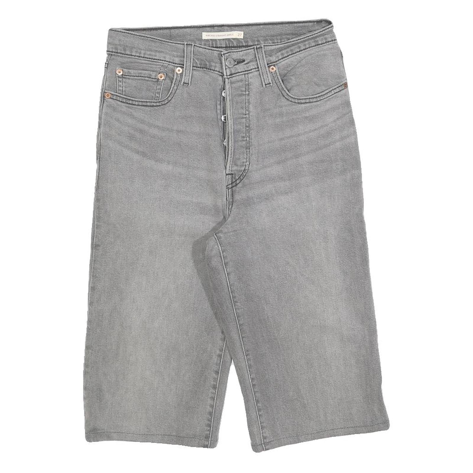LEVI'S Womens Shorts Grey Denim Casual S W27 Button Fly Straight Refurbished - N/A refurbished available on Cerqular