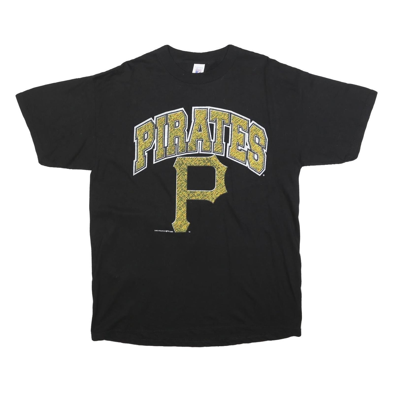 LOGO 7 Mens Black Pirates Graphic T-Shirt XL Short Sleeve Crew Neck Cotton Blend Refurbished - N/A refurbished available on Cerqular