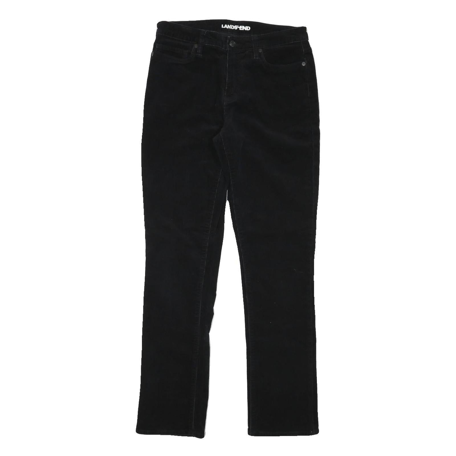 LANDS END Womens Cotton Blend Black Slim Straight Trousers W29 L30 Refurbished - N/A refurbished available on Cerqular