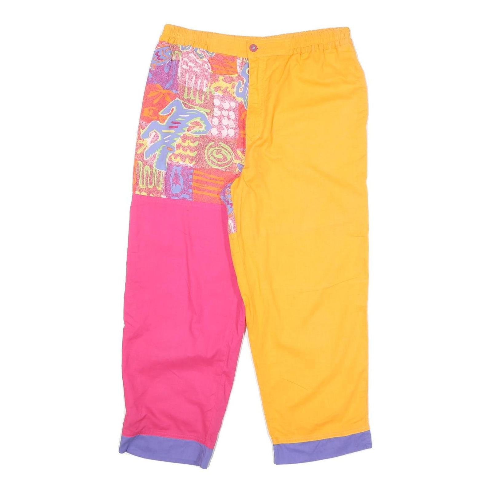 Womens Colourblock Cotton Blend Regular Zip Trousers W28 L22 Bright Patterned Refurbished - N/A refurbished available on Cerqular