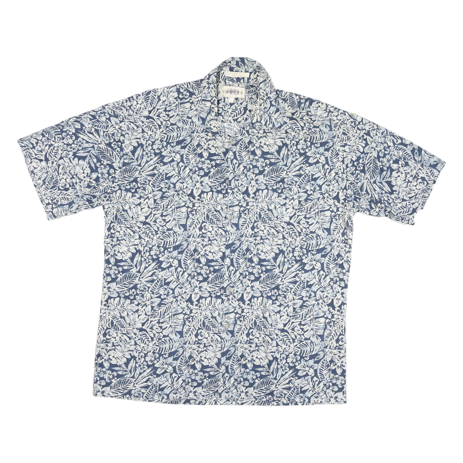 CAMPIA Mens Blue & White Floral Pattern Cotton Blend Shirt L Casual Summer Style Refurbished - N/A refurbished available on Cerqular