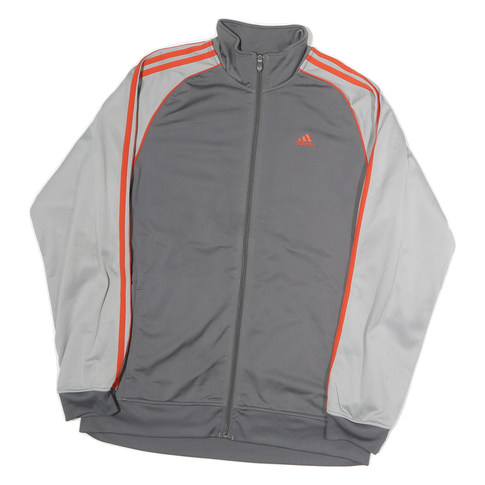 ADIDAS Mens Grey & Orange Track Jacket M Polyester Zip Plain Athletic Sportswear Refurbished - N/A refurbished available on Cerqular