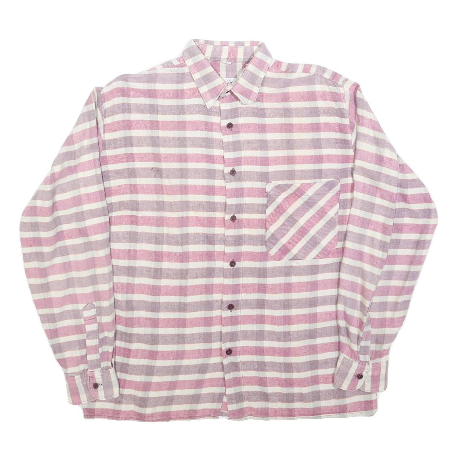 FARMERS Mens Pink White Stripe Shirt M Button Long Sleeve Cotton Blend Casual Refurbished - N/A refurbished available on Cerqular