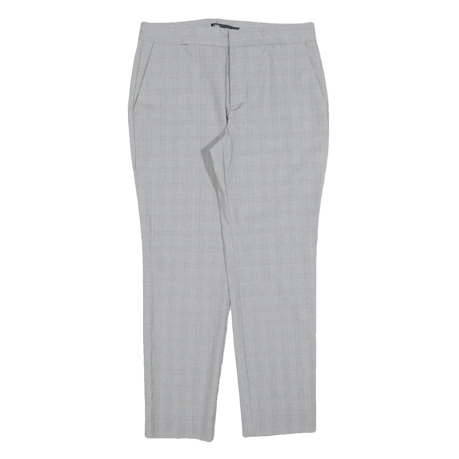 ZARA Womens Cotton Blend Grey Regular Straight Trousers W30 L27 Smart Casual Refurbished - N/A refurbished available on Cerqular