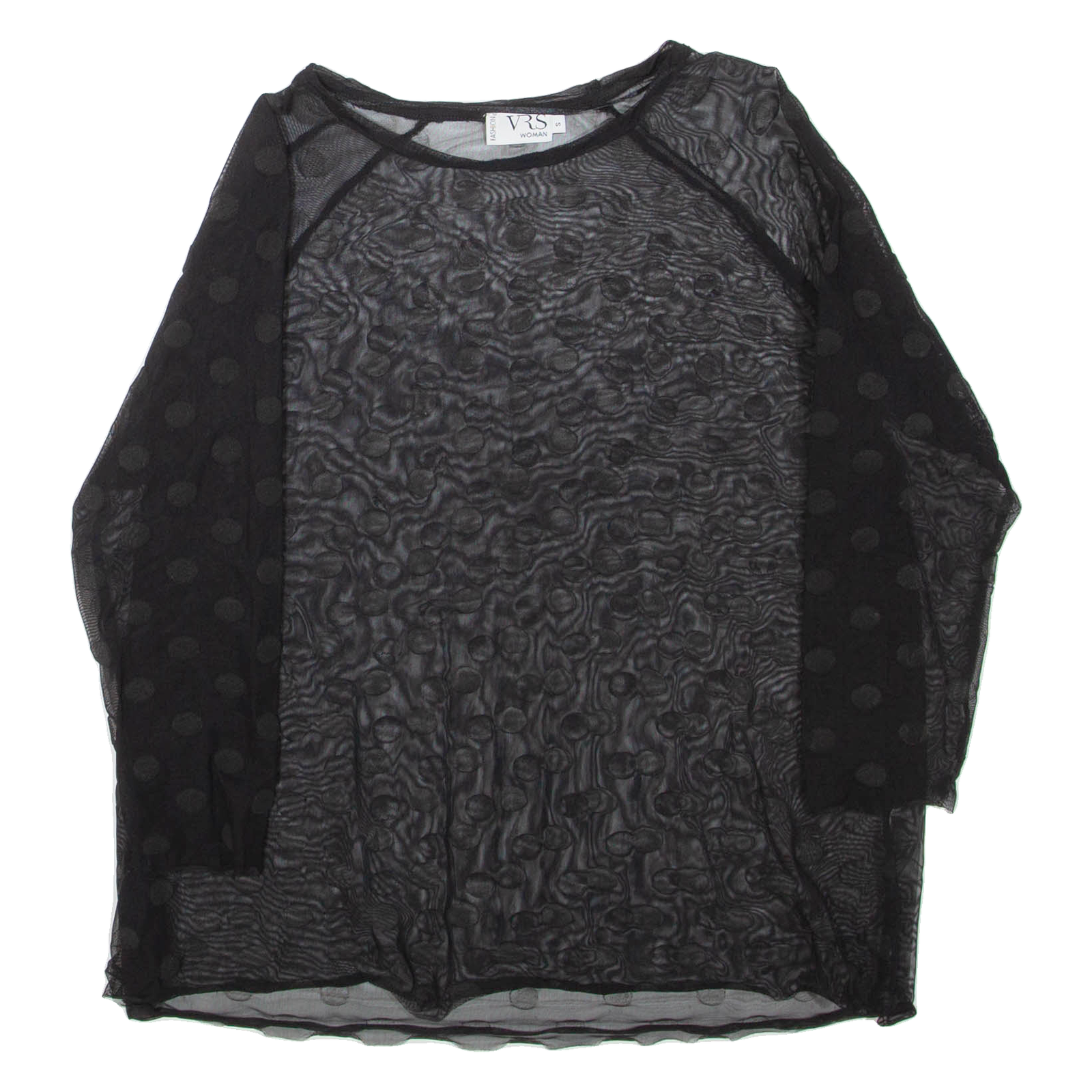 VRS WOMAN Sheer Womens Top Black 3/4 Sleeve Spotted S Refurbished - N/A refurbished available on Cerqular