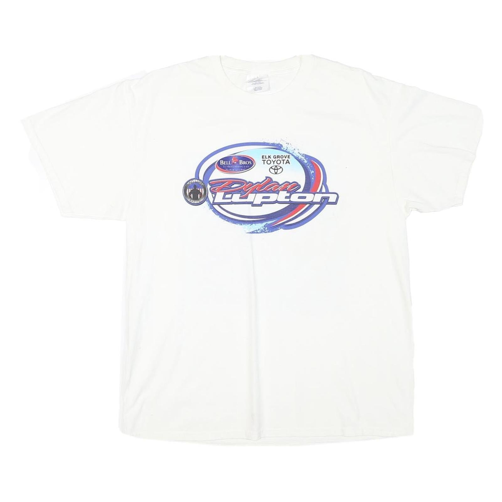 PORT AND COMPANY Mens White Graphic T-Shirt L Short Sleeve Crew Neck Racing Car Refurbished - N/A refurbished available on Cerqular