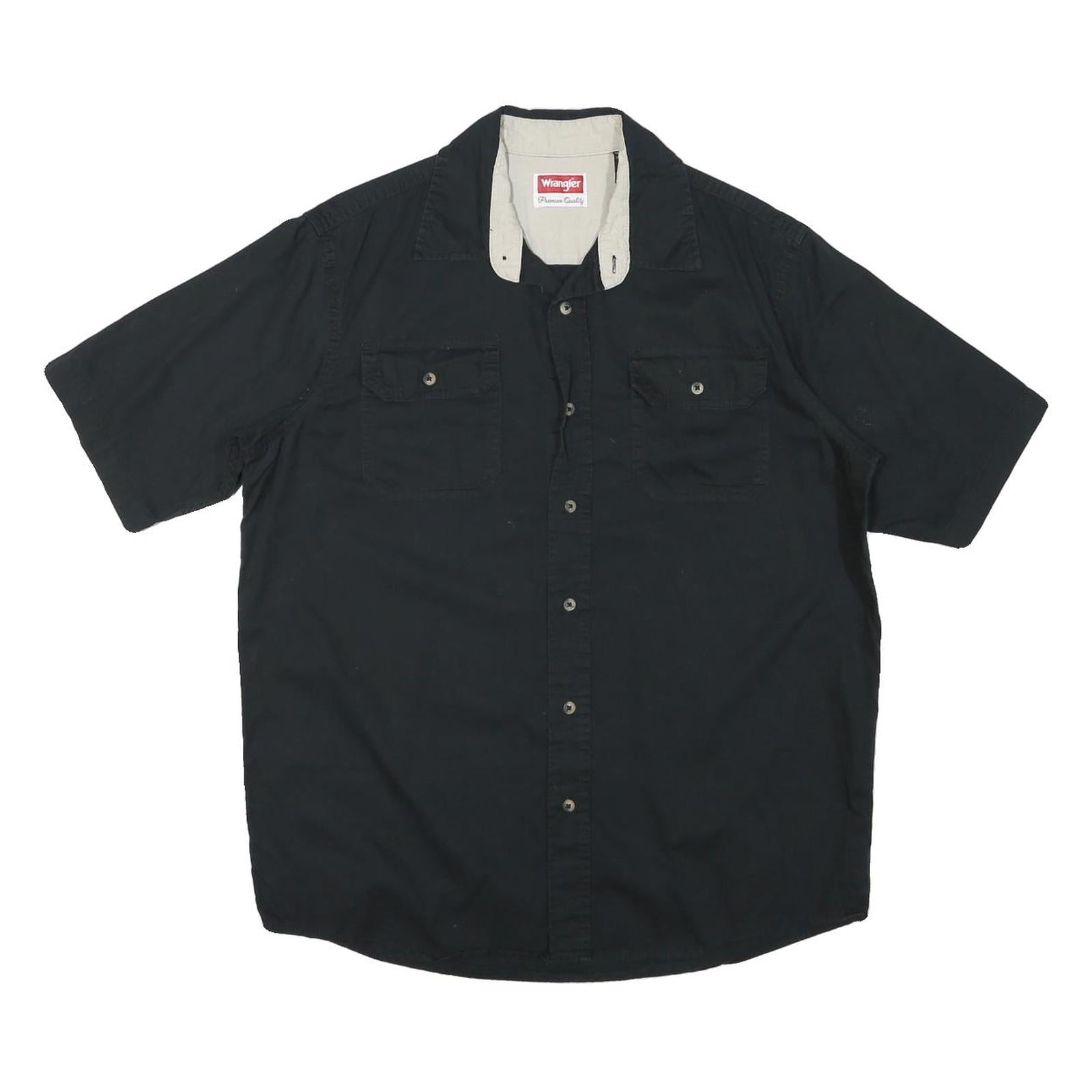 WRANGLER Mens Black Shirt L Cotton Blend Casual Button Up Pocket Style Refurbished - N/A refurbished available on Cerqular