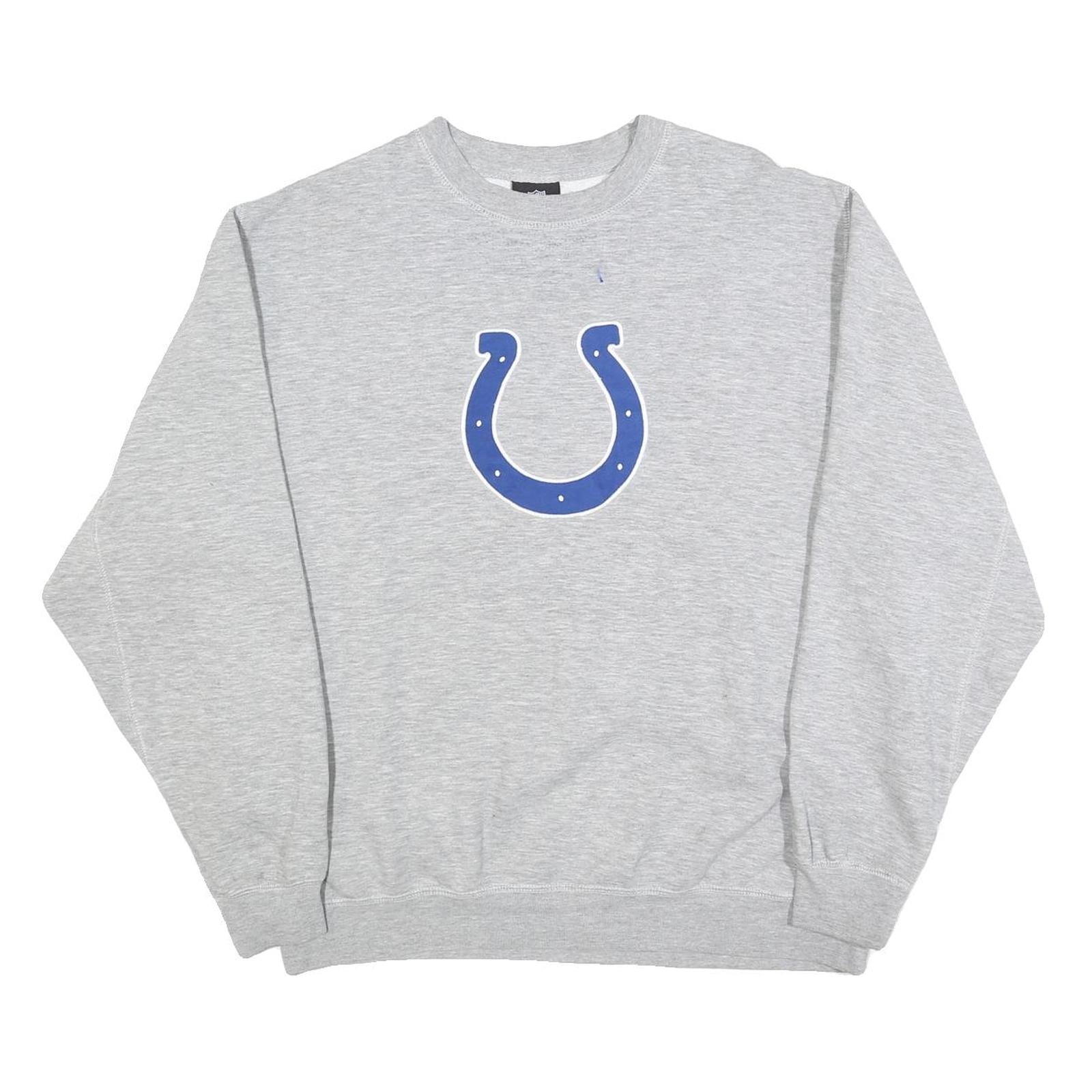 NFL Mens Grey Cotton Blend Crew Neck L Sweatshirt Horseshoe Logo Pullover Refurbished - N/A refurbished available on Cerqular